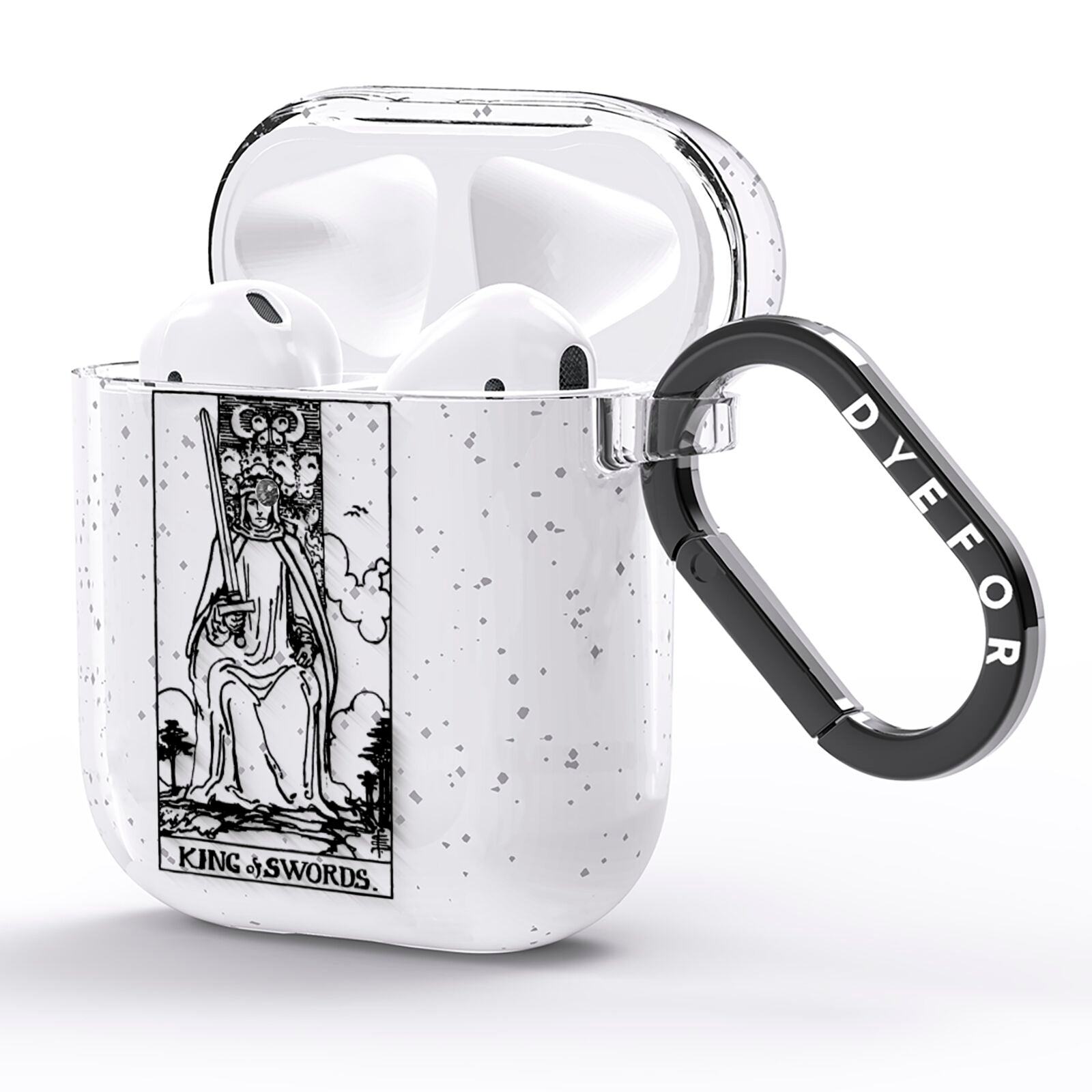 King of Swords Monochrome AirPods Glitter Case Side Image