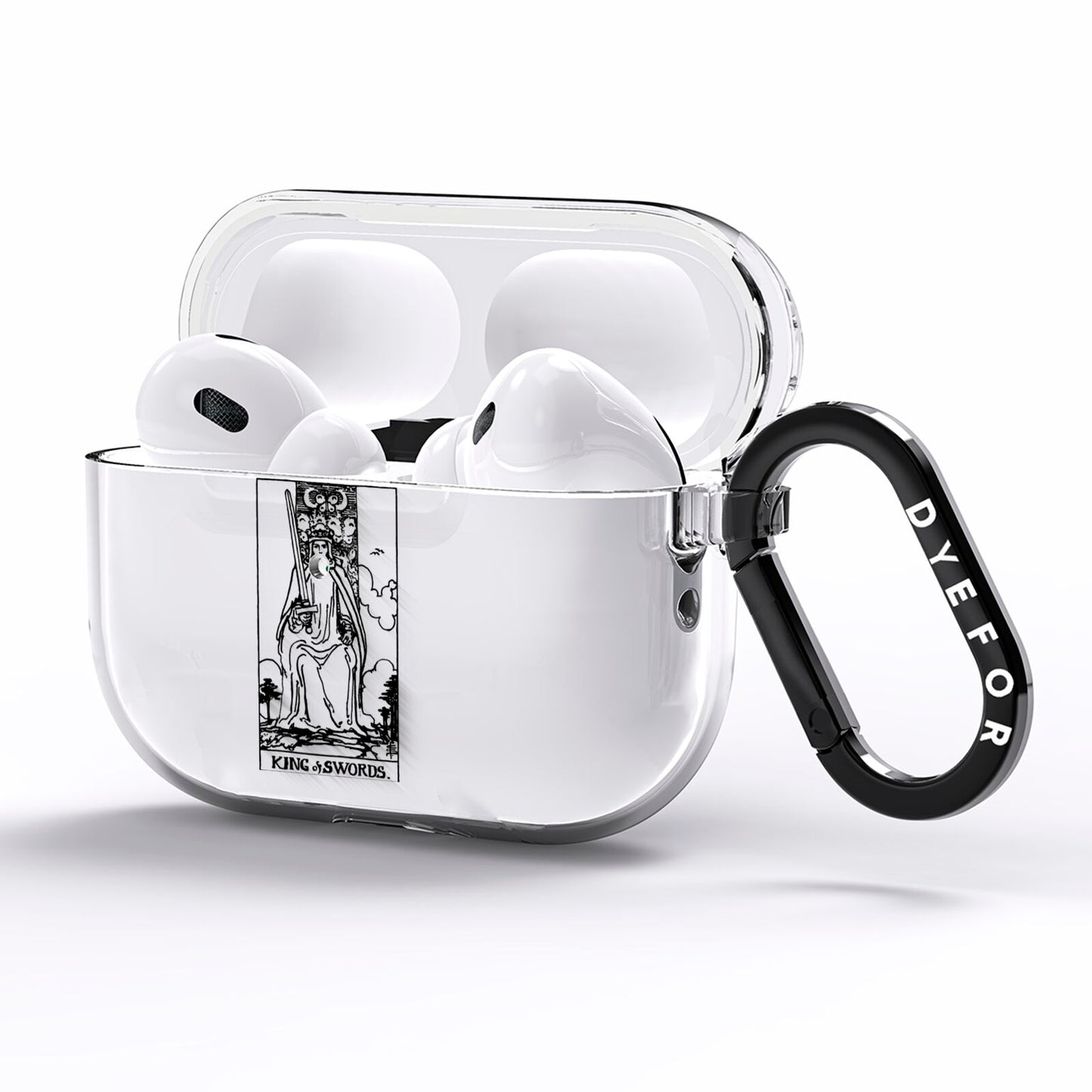 King of Swords Monochrome AirPods Pro Clear Case Side Image