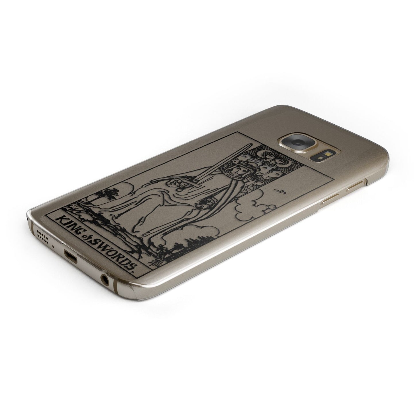 King of Swords Monochrome Protective Samsung Galaxy Case Angled Image