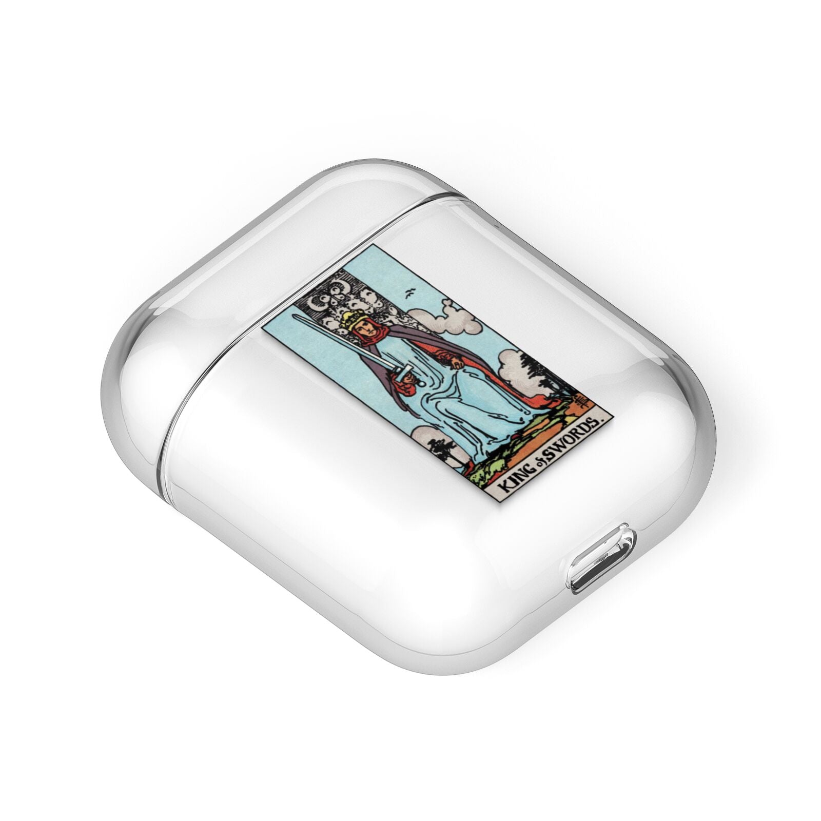 King of Swords Tarot Card AirPods Case Laid Flat