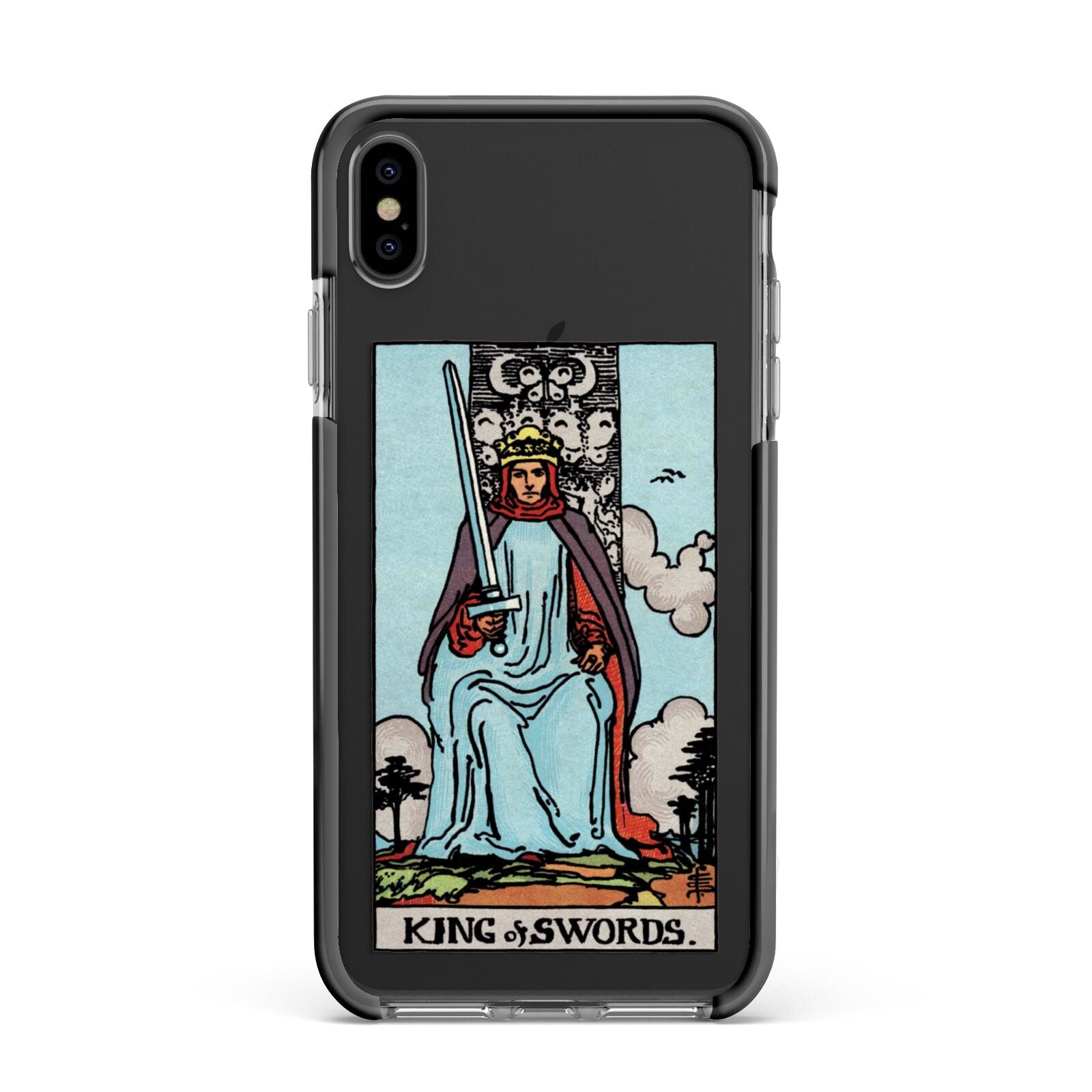 King of Swords Tarot Card Apple iPhone Xs Max Impact Case Black Edge on Black Phone