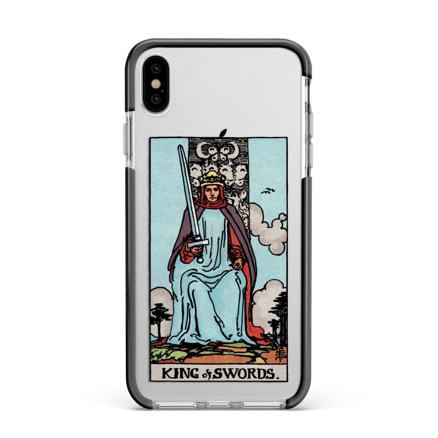 King of Swords Tarot Card Apple iPhone Xs Max Impact Case Black Edge on Silver Phone