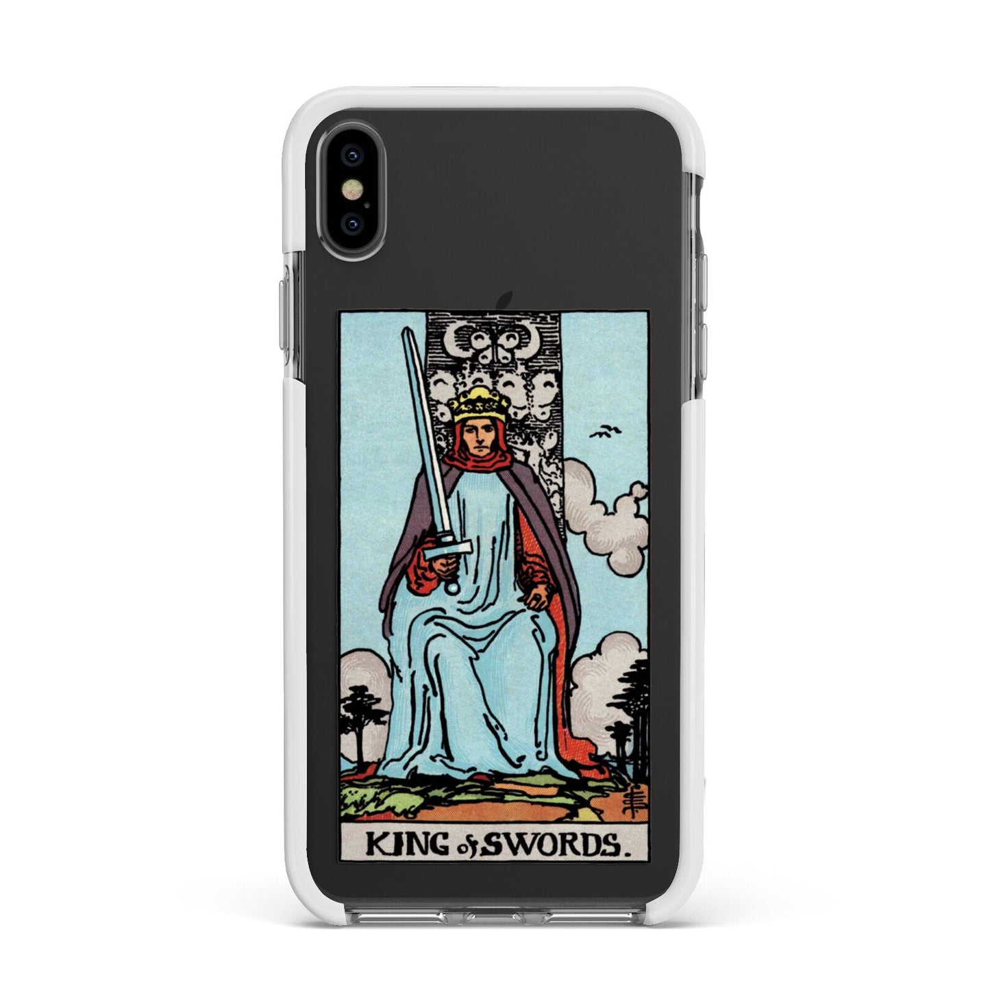 King of Swords Tarot Card Apple iPhone Xs Max Impact Case White Edge on Black Phone