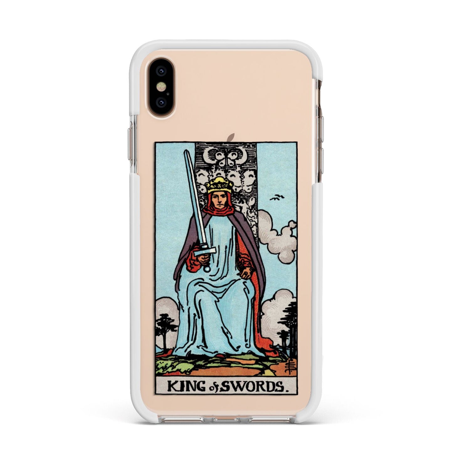 King of Swords Tarot Card Apple iPhone Xs Max Impact Case White Edge on Gold Phone