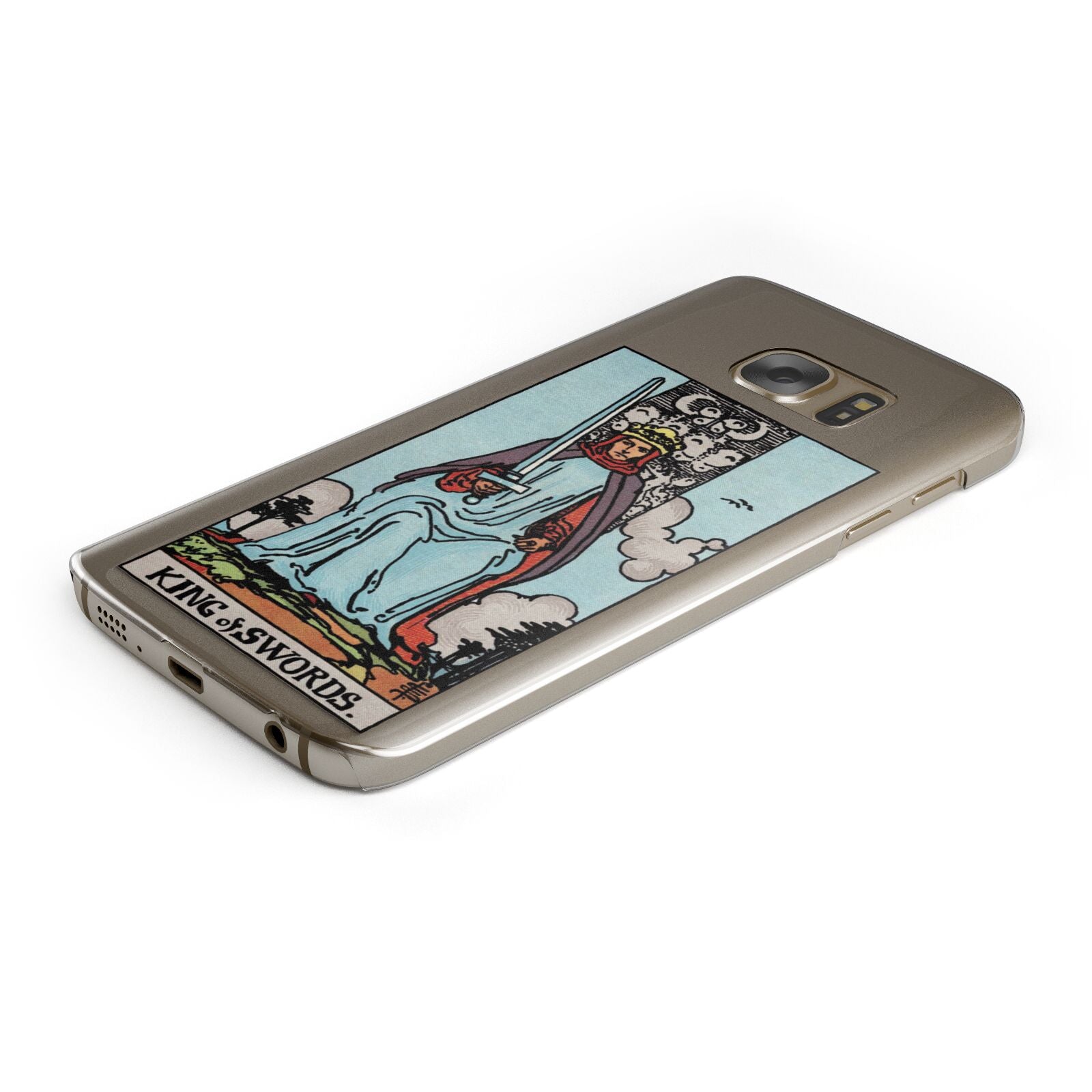 King of Swords Tarot Card Protective Samsung Galaxy Case Angled Image