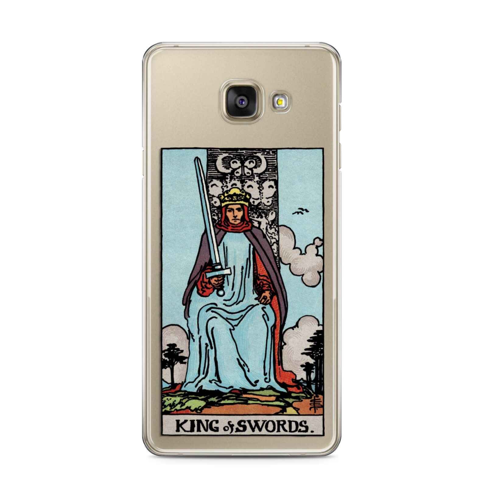 King of Swords Tarot Card Samsung Galaxy A3 2016 Case on gold phone