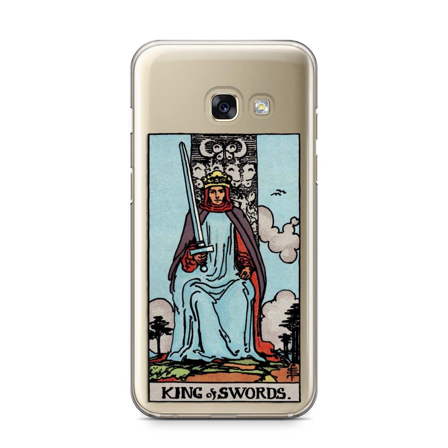 King of Swords Tarot Card Samsung Galaxy A3 2017 Case on gold phone