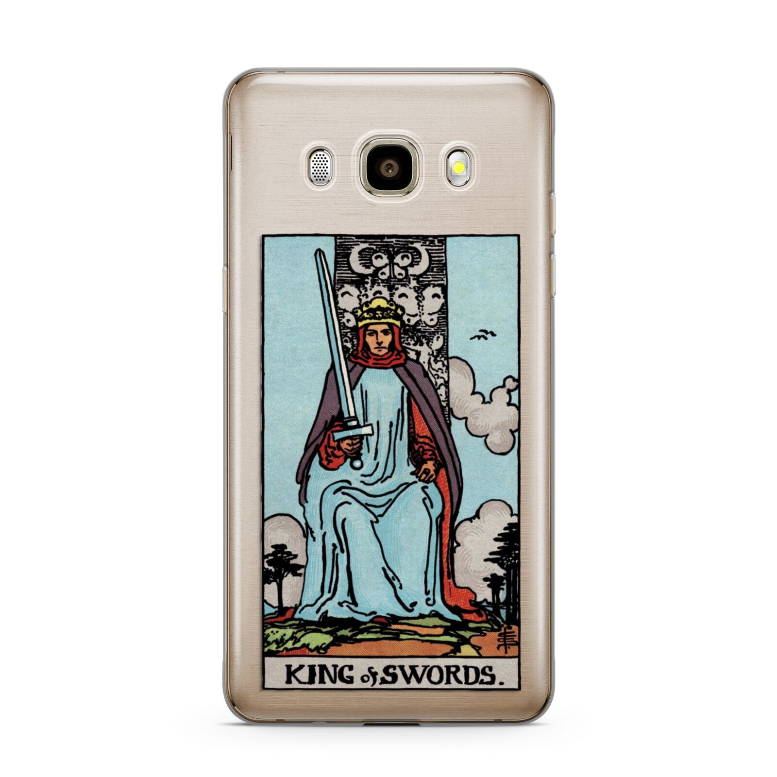 King of Swords Tarot Card Samsung Galaxy J7 2016 Case on gold phone