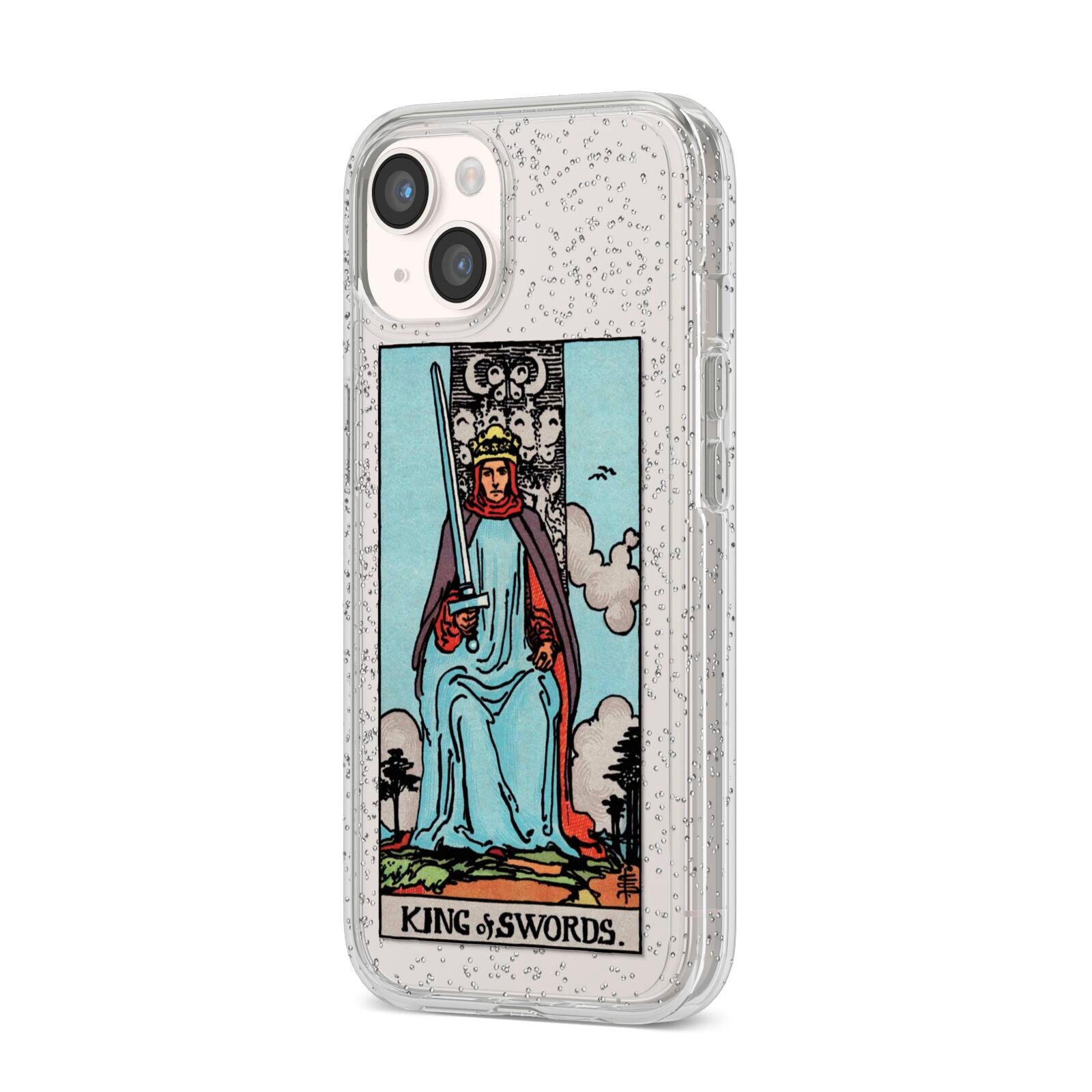 King of Swords Tarot Card iPhone 14 Glitter Tough Case Starlight Angled Image