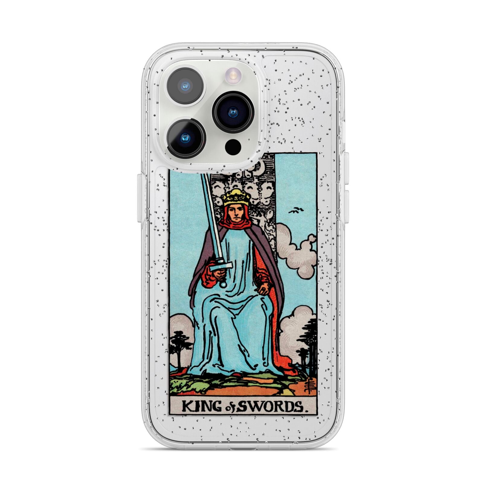 King of Swords Tarot Card iPhone 14 Pro Glitter Tough Case Silver