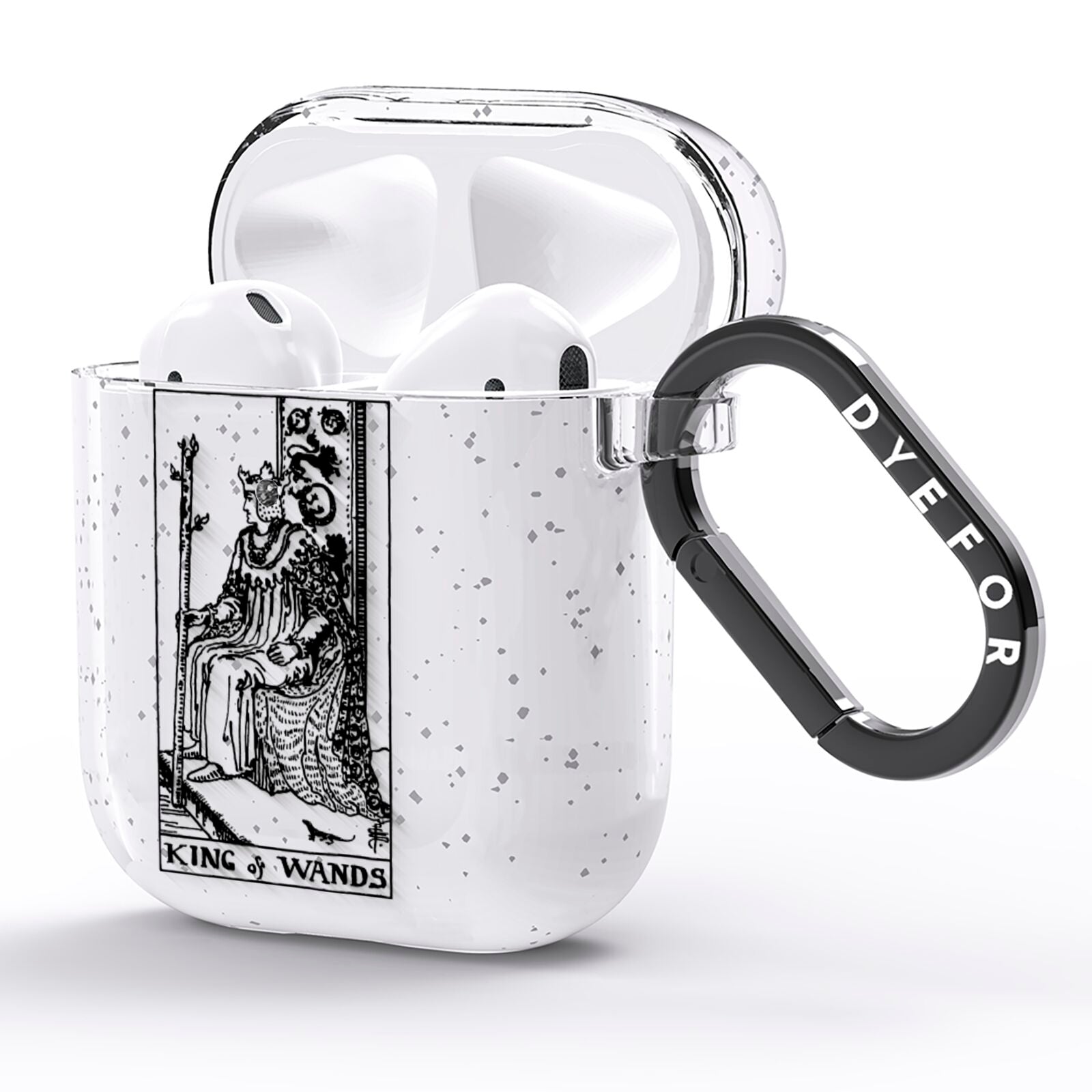 King of Wands Monochrome AirPods Glitter Case Side Image