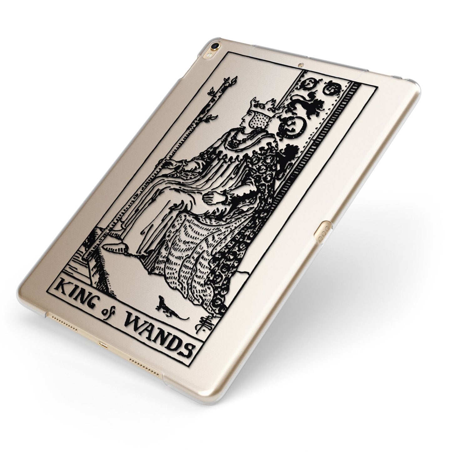 King of Wands Monochrome Apple iPad Case on Gold iPad Side View