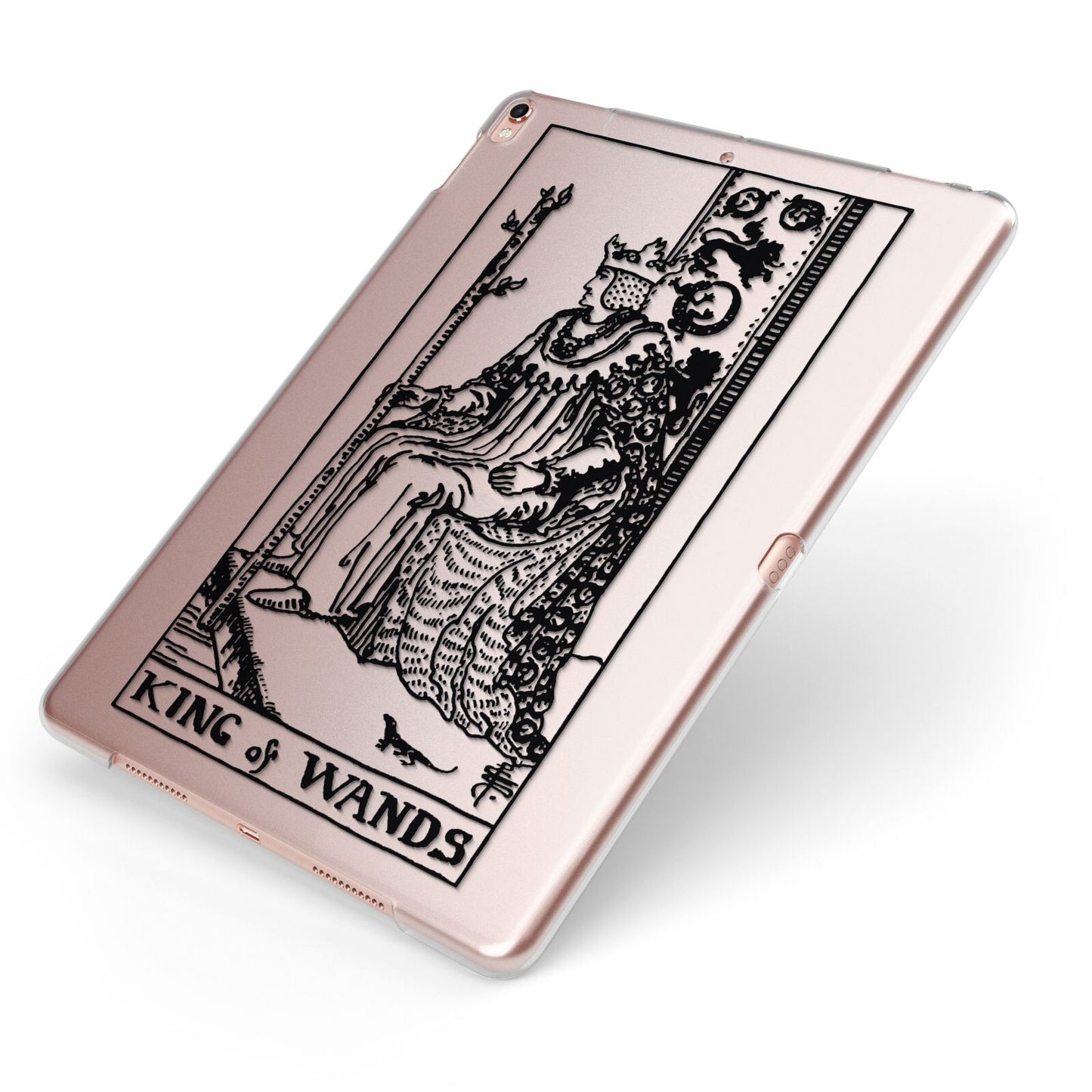 King of Wands Monochrome Apple iPad Case on Rose Gold iPad Side View