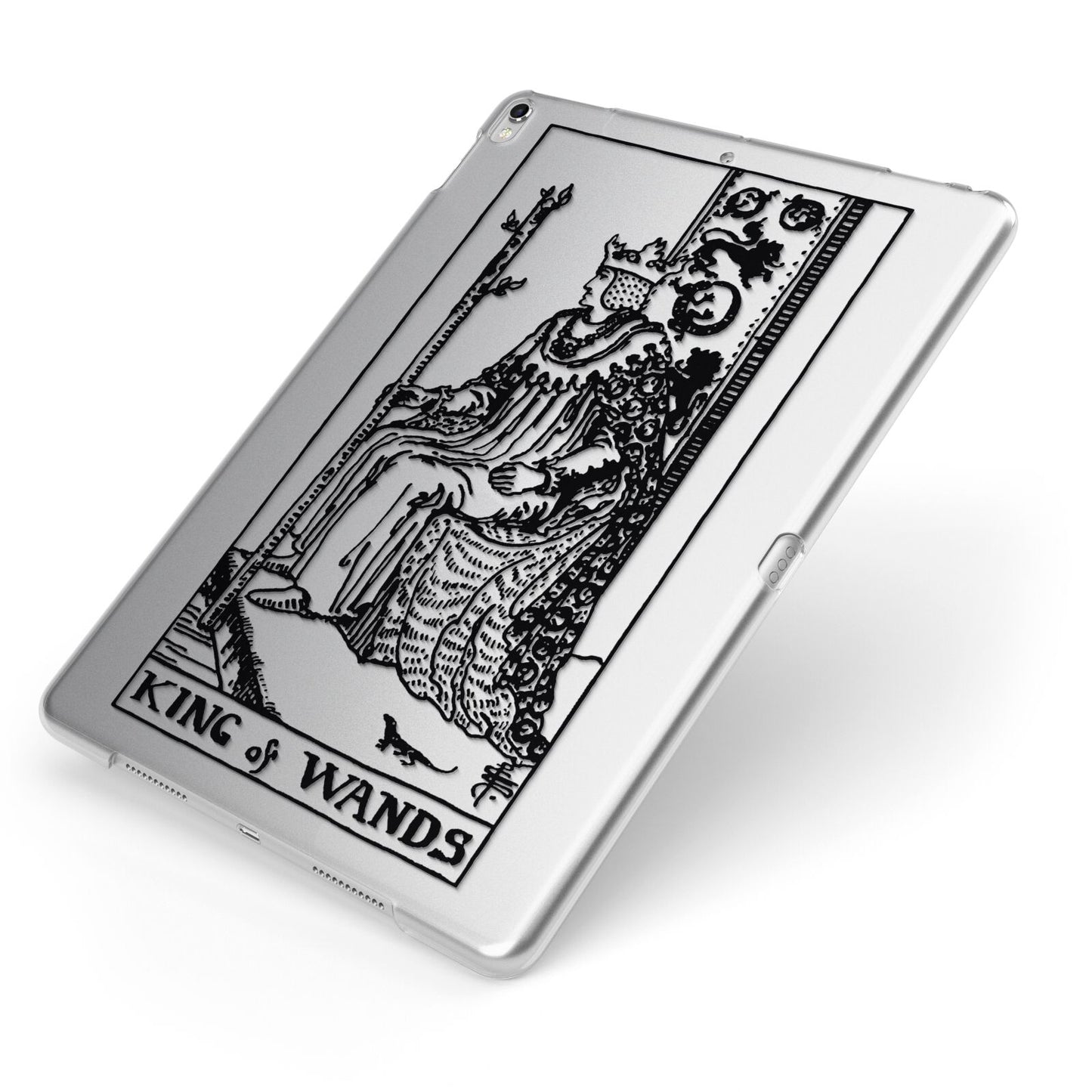 King of Wands Monochrome Apple iPad Case on Silver iPad Side View