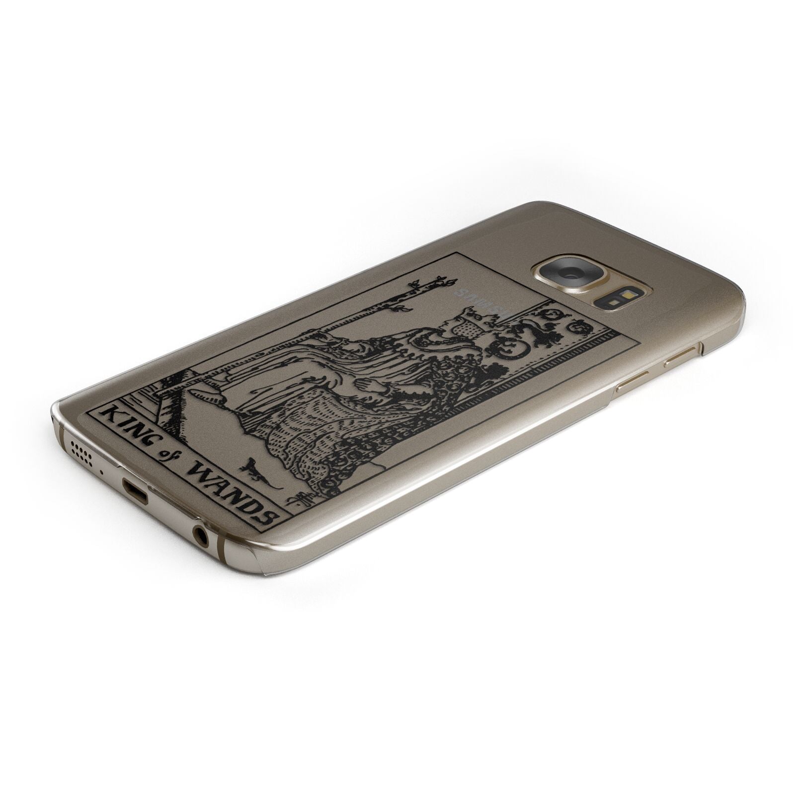 King of Wands Monochrome Protective Samsung Galaxy Case Angled Image