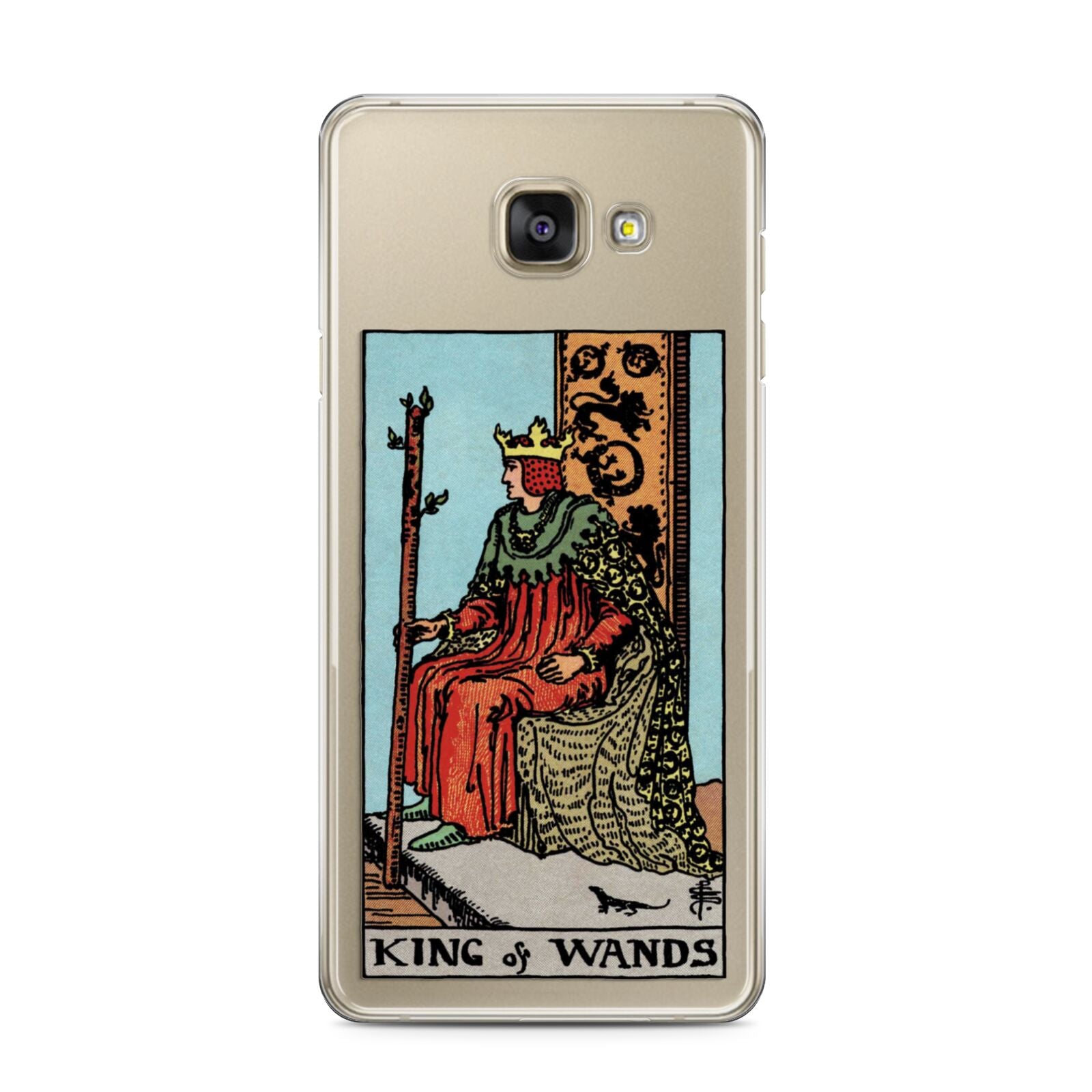 King of Wands Tarot Card Samsung Galaxy A3 2016 Case on gold phone