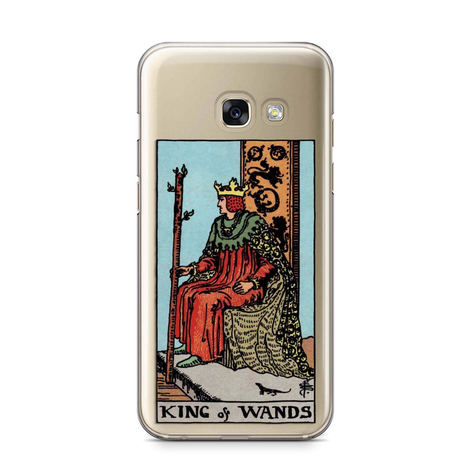 King of Wands Tarot Card Samsung Galaxy A3 2017 Case on gold phone