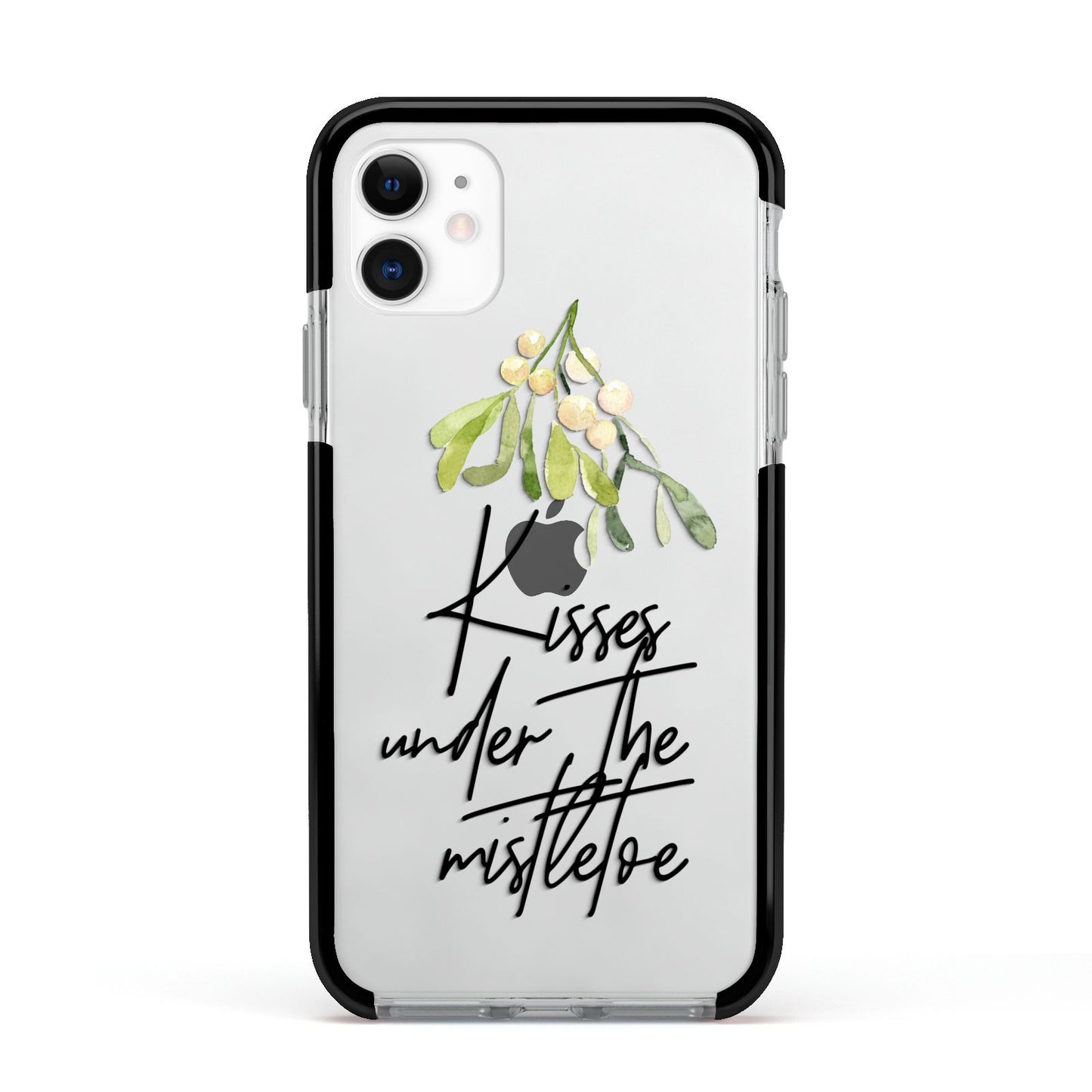 Kisses Under The Mistletoe Apple iPhone 11 in White with Black Impact Case