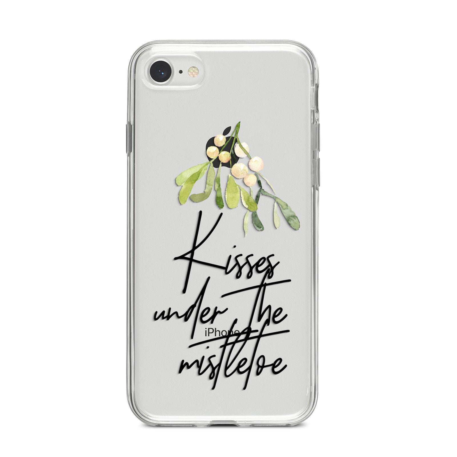 Kisses Under The Mistletoe iPhone 8 Bumper Case on Silver iPhone