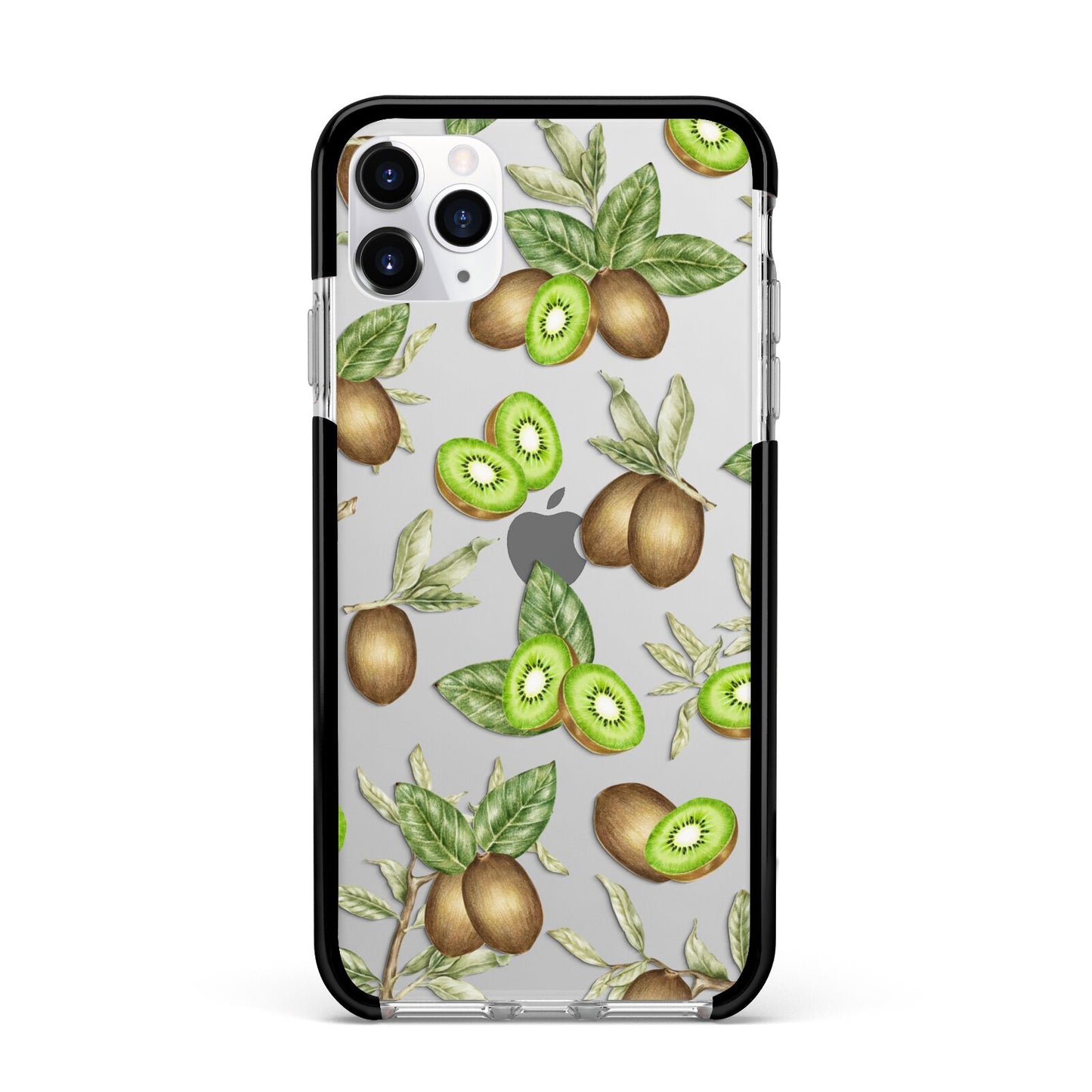 Kiwi Fruit Apple iPhone 11 Pro Max in Silver with Black Impact Case