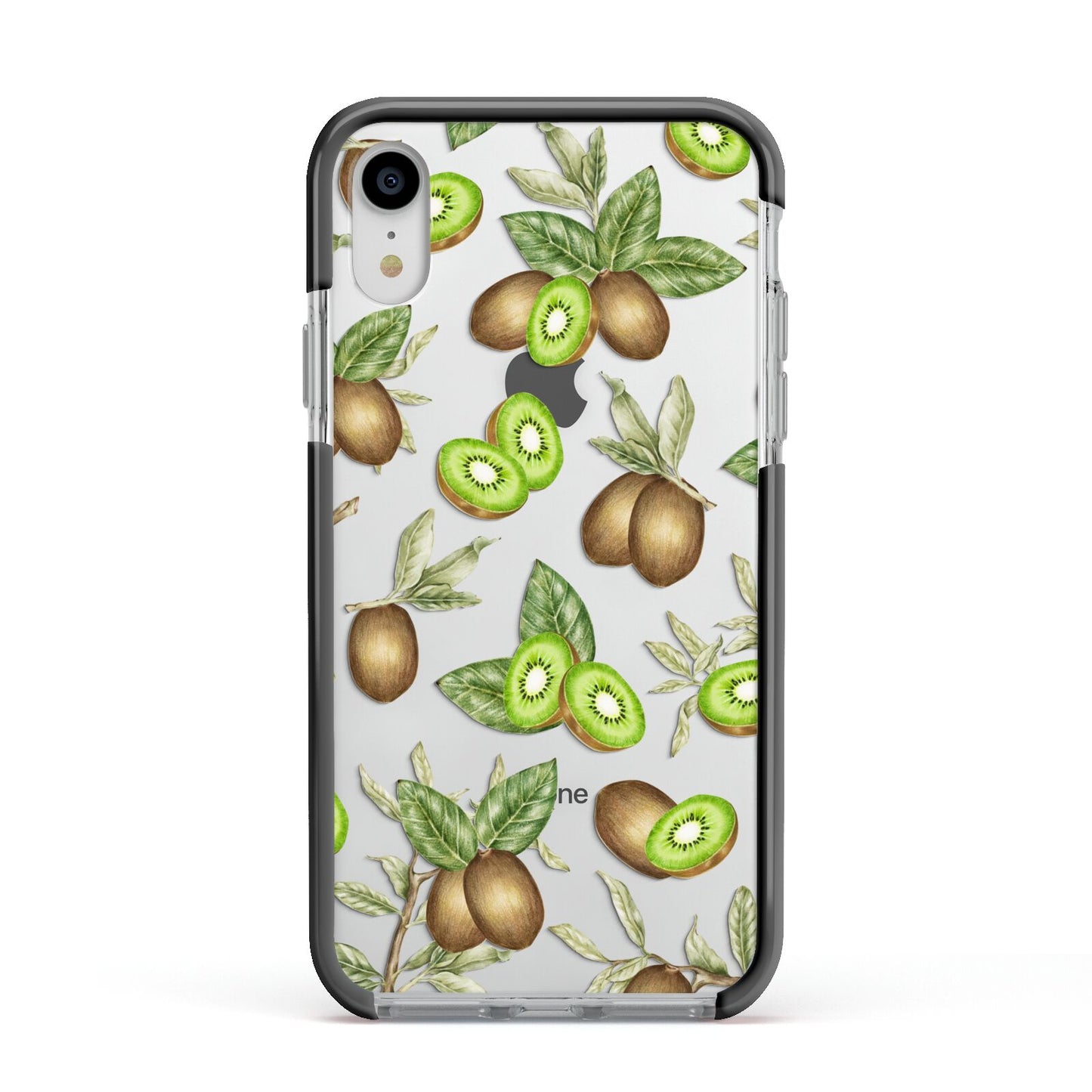 Kiwi Fruit Apple iPhone XR Impact Case Black Edge on Silver Phone