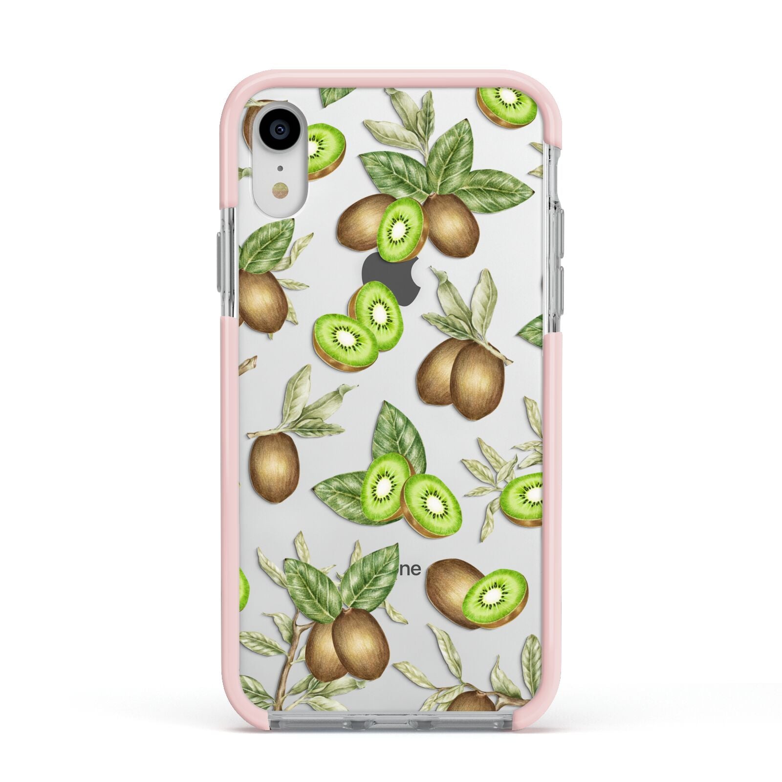 Kiwi Fruit Apple iPhone XR Impact Case Pink Edge on Silver Phone