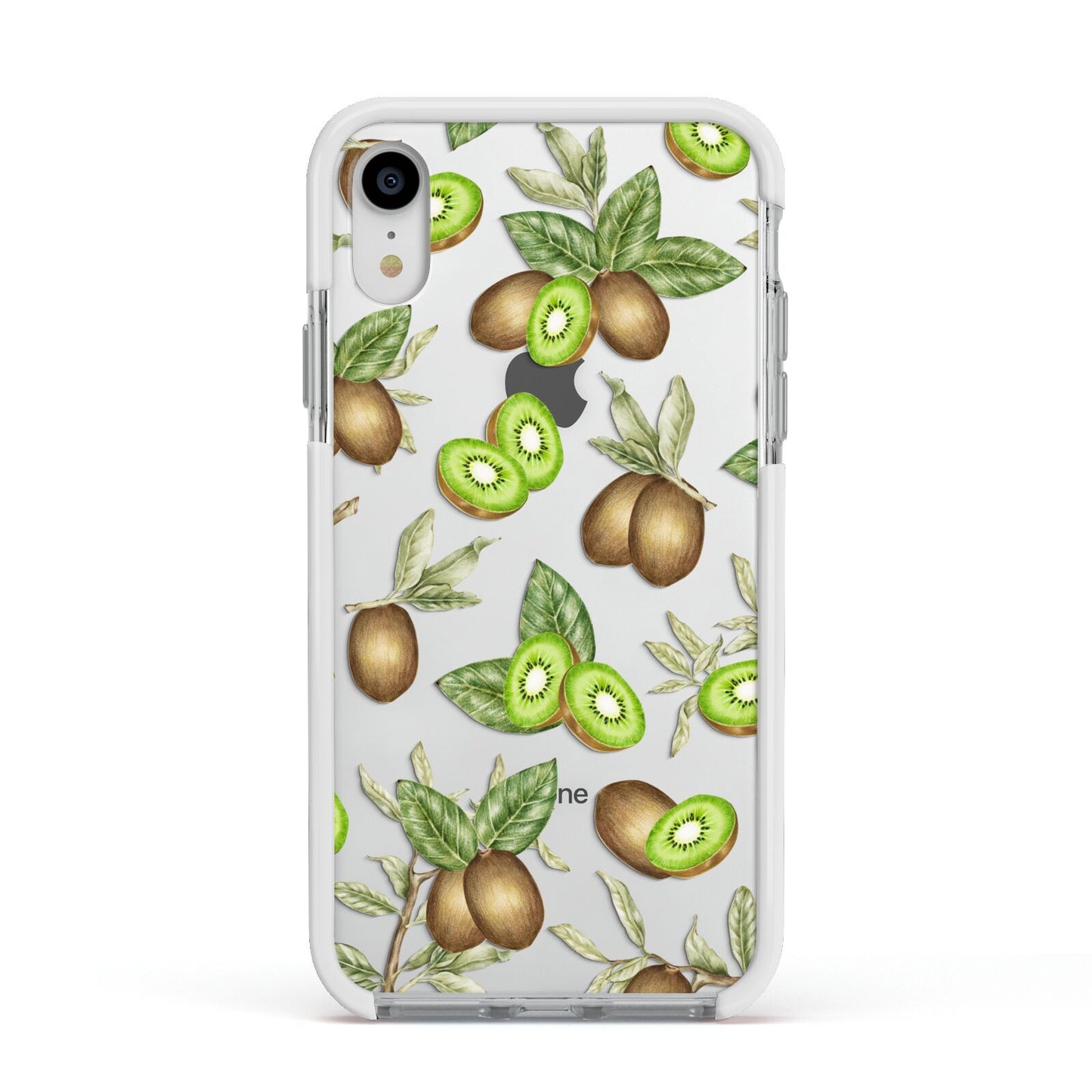 Kiwi Fruit Apple iPhone XR Impact Case White Edge on Silver Phone