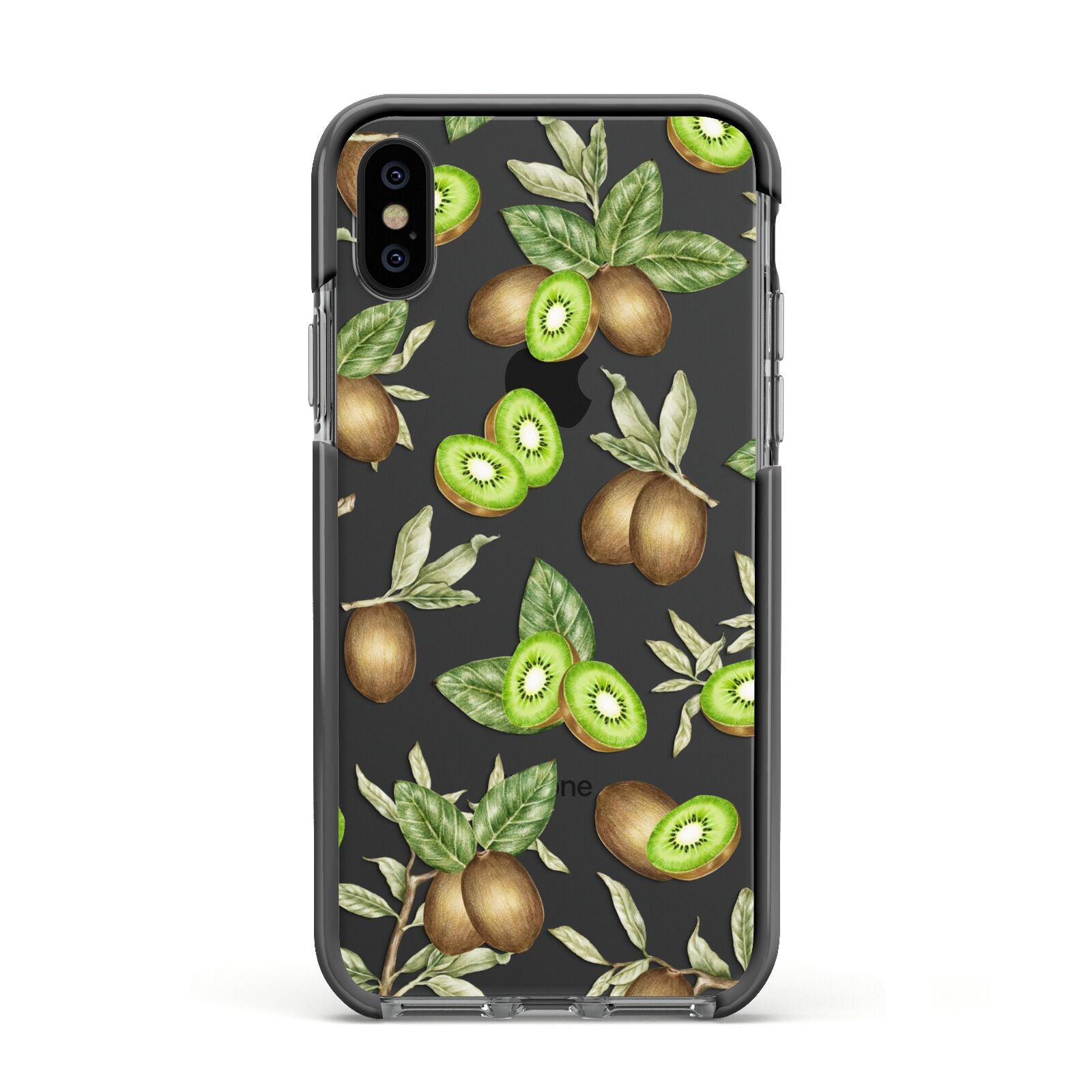 Kiwi Fruit Apple iPhone Xs Impact Case Black Edge on Black Phone