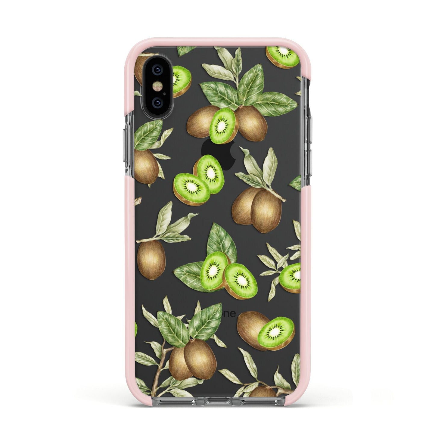 Kiwi Fruit Apple iPhone Xs Impact Case Pink Edge on Black Phone