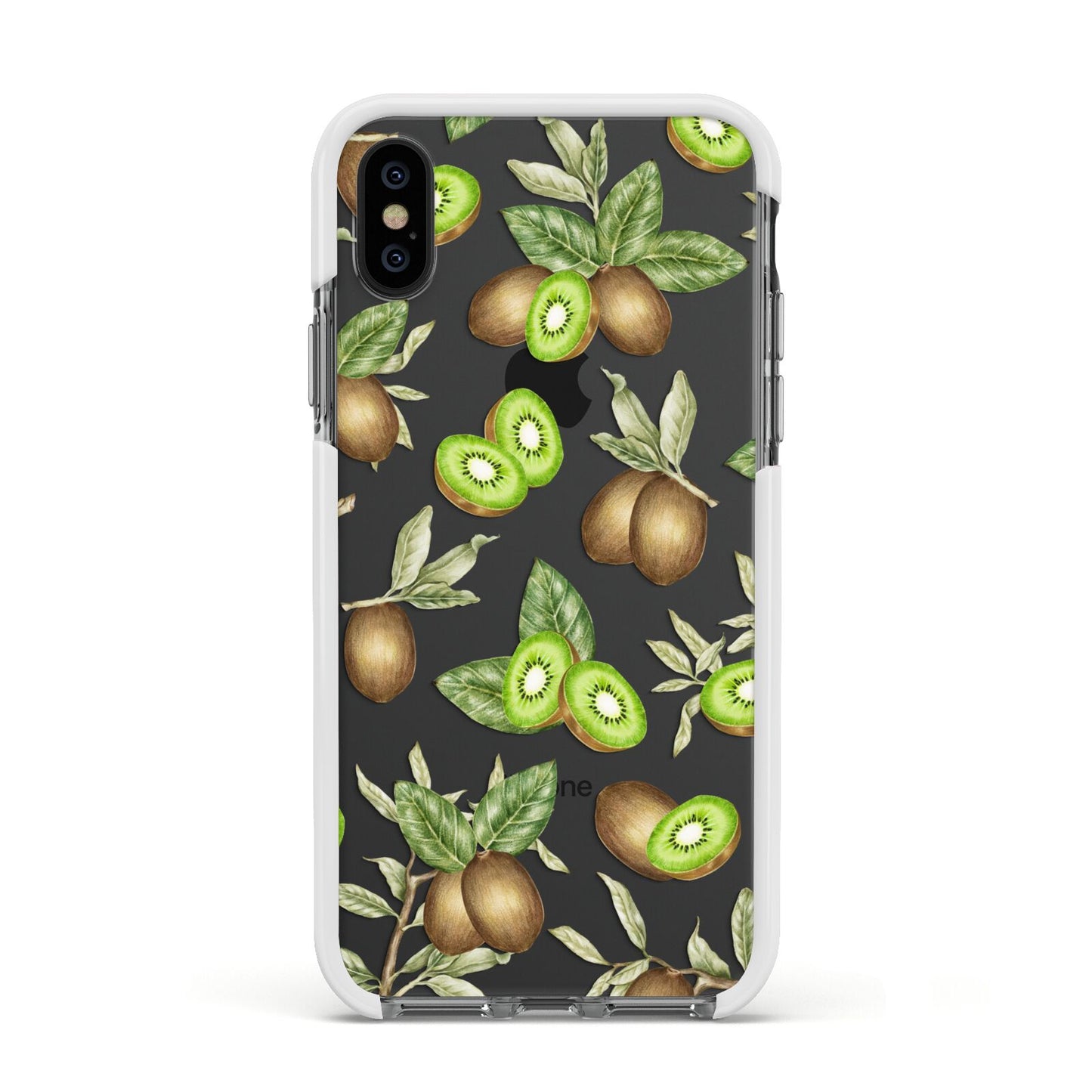 Kiwi Fruit Apple iPhone Xs Impact Case White Edge on Black Phone