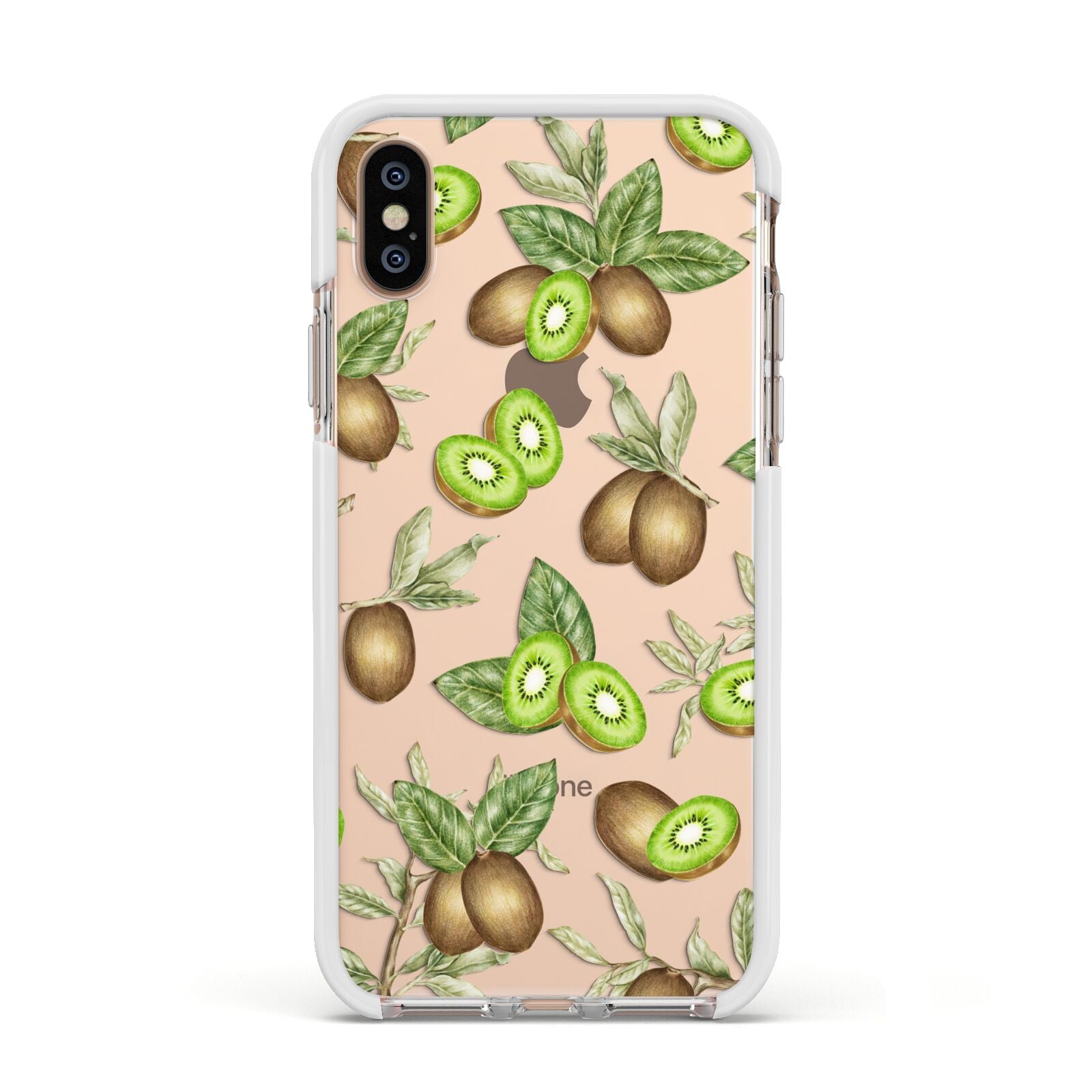 Kiwi Fruit Apple iPhone Xs Impact Case White Edge on Gold Phone