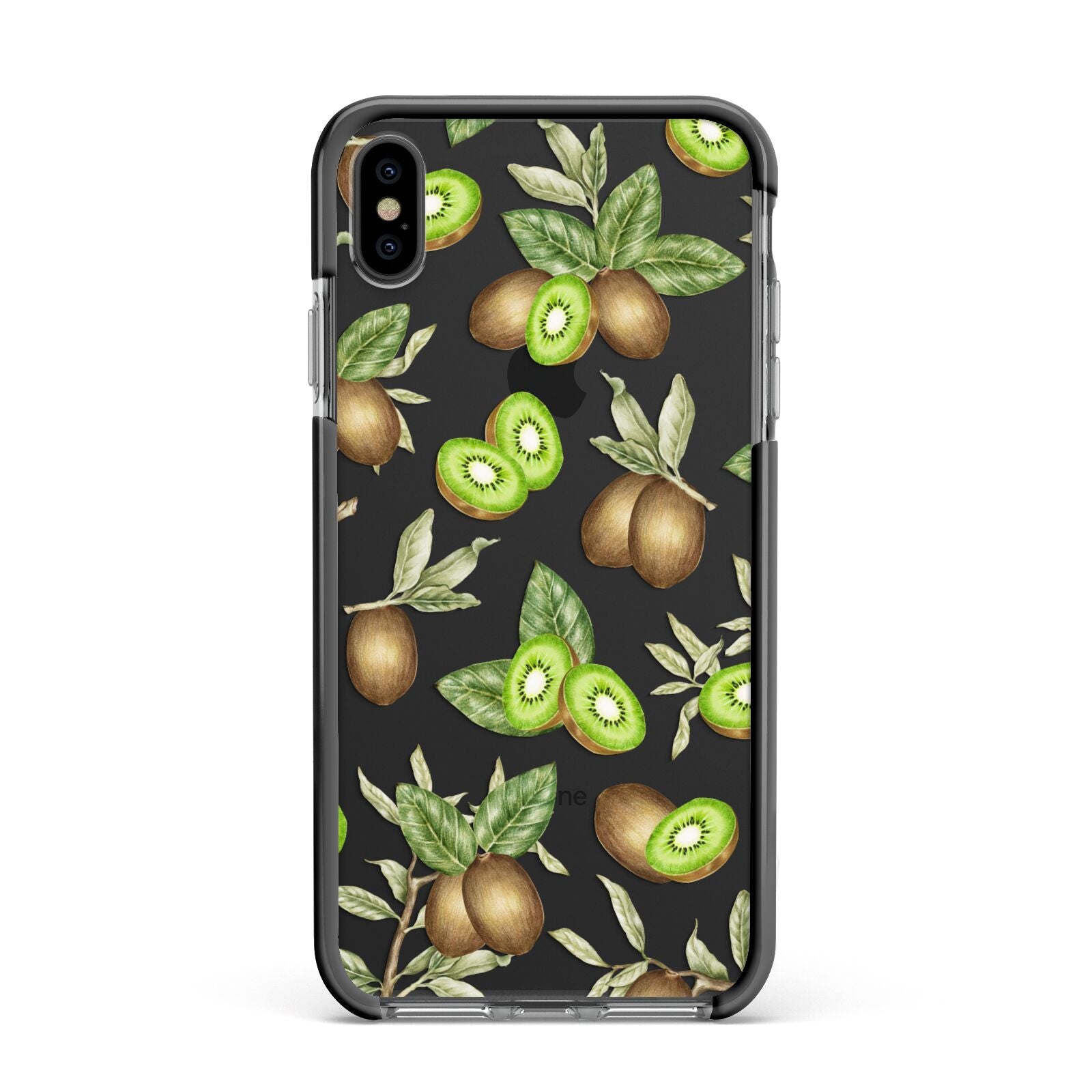 Kiwi Fruit Apple iPhone Xs Max Impact Case Black Edge on Black Phone