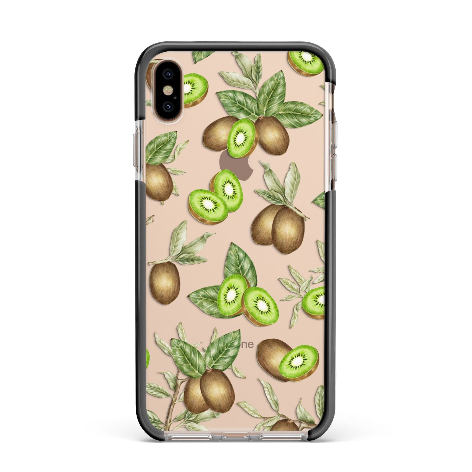 Kiwi Fruit Apple iPhone Xs Max Impact Case Black Edge on Gold Phone