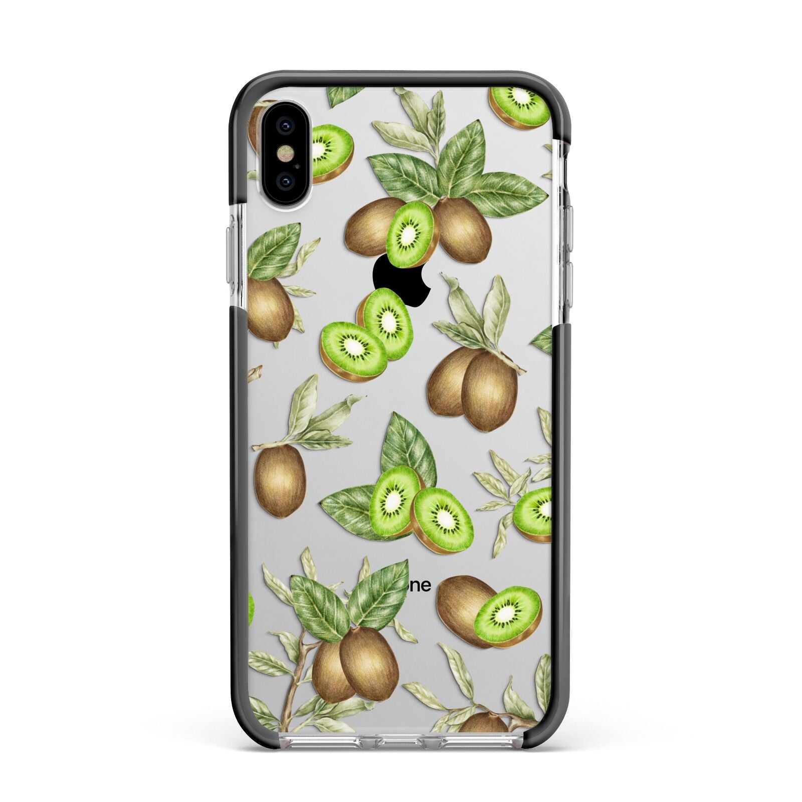 Kiwi Fruit Apple iPhone Xs Max Impact Case Black Edge on Silver Phone