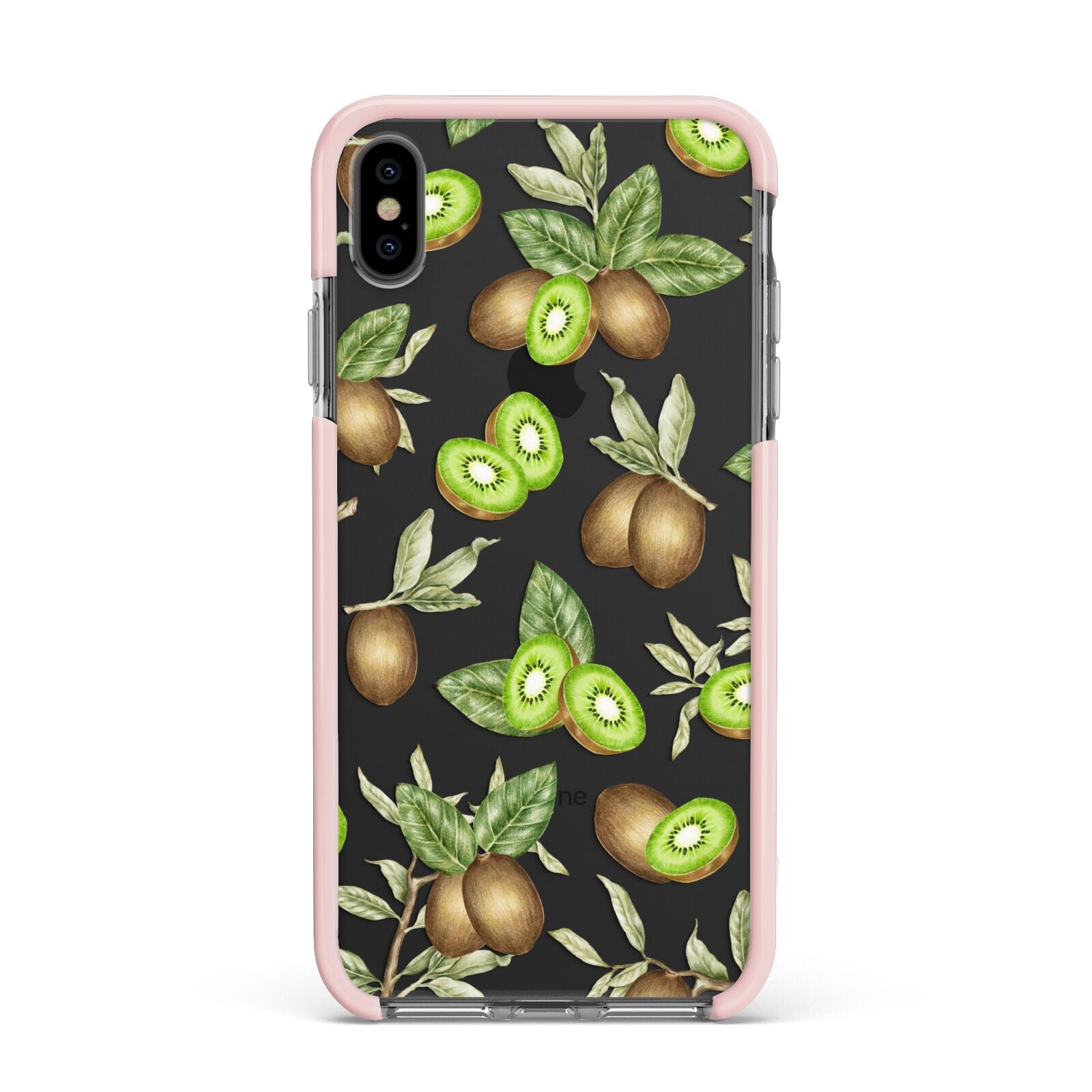 Kiwi Fruit Apple iPhone Xs Max Impact Case Pink Edge on Black Phone