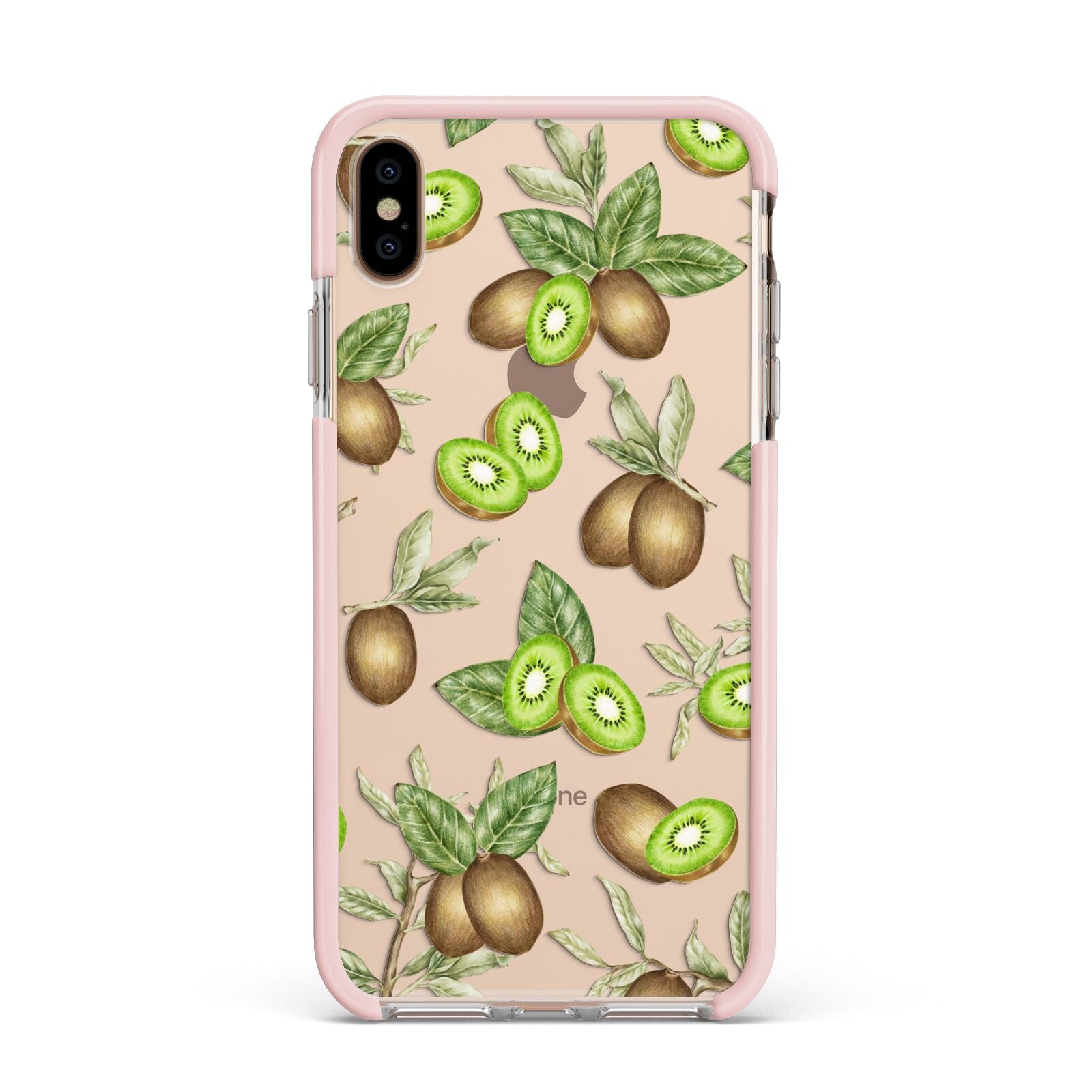 Kiwi Fruit Apple iPhone Xs Max Impact Case Pink Edge on Gold Phone