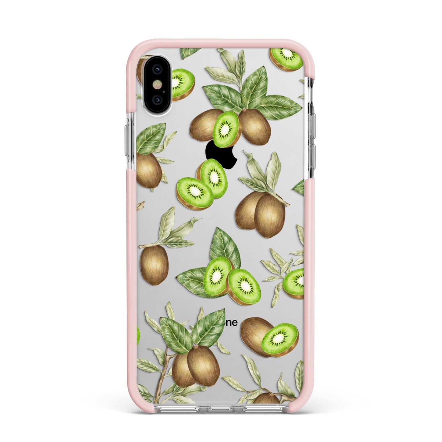 Kiwi Fruit Apple iPhone Xs Max Impact Case Pink Edge on Silver Phone