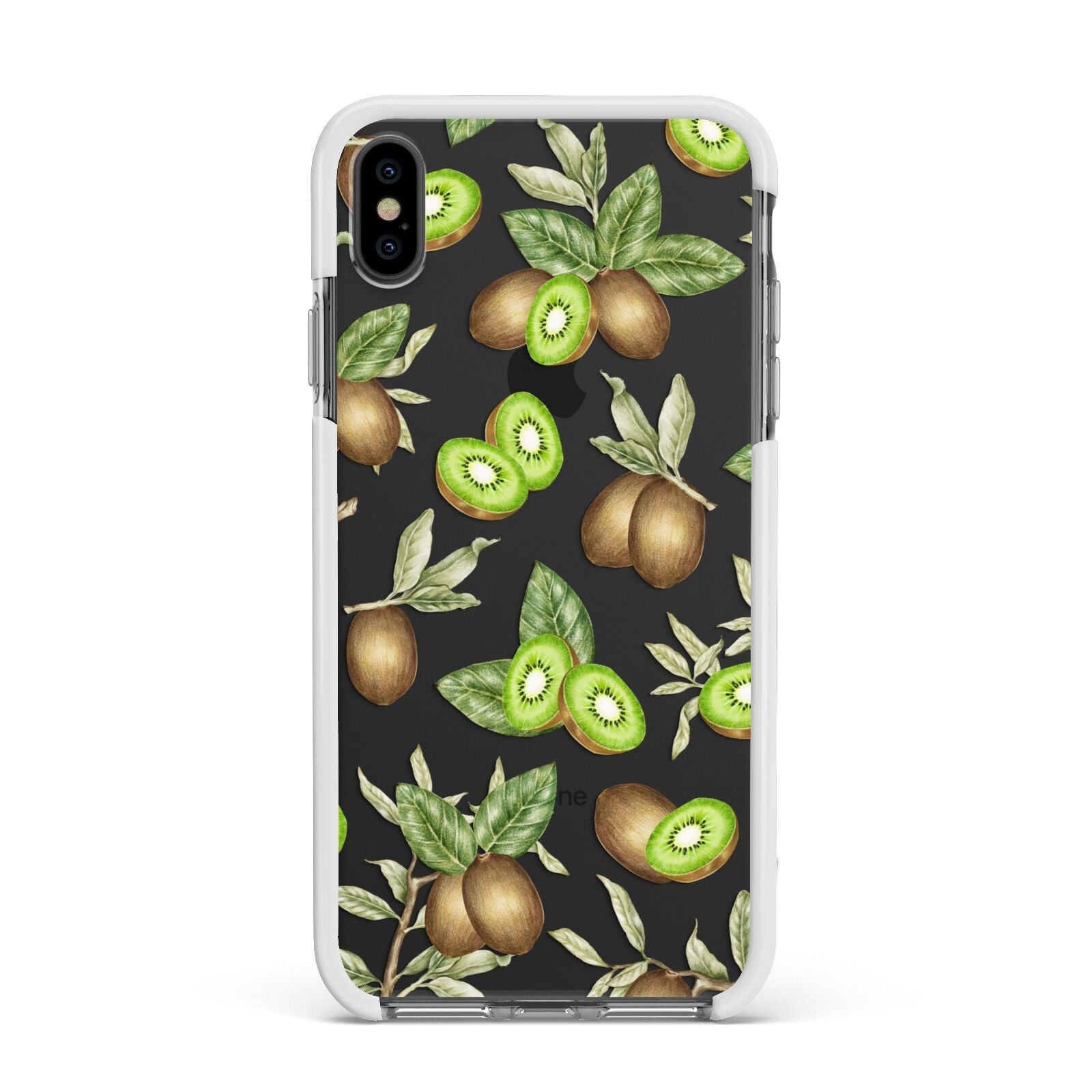 Kiwi Fruit Apple iPhone Xs Max Impact Case White Edge on Black Phone