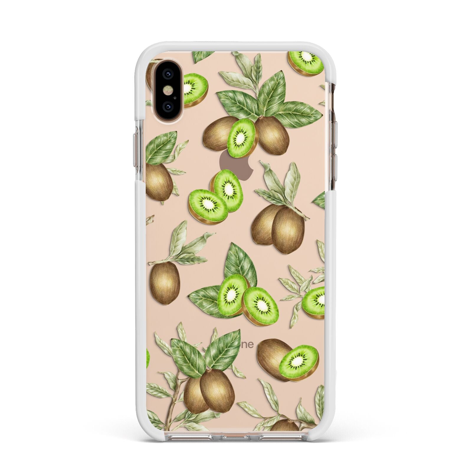 Kiwi Fruit Apple iPhone Xs Max Impact Case White Edge on Gold Phone