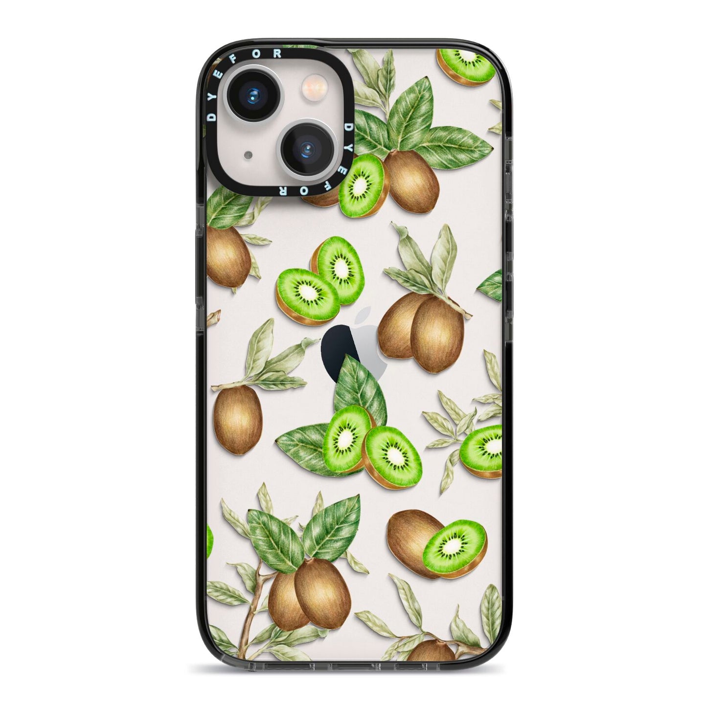 Kiwi Fruit iPhone 13 Black Impact Case on Silver phone