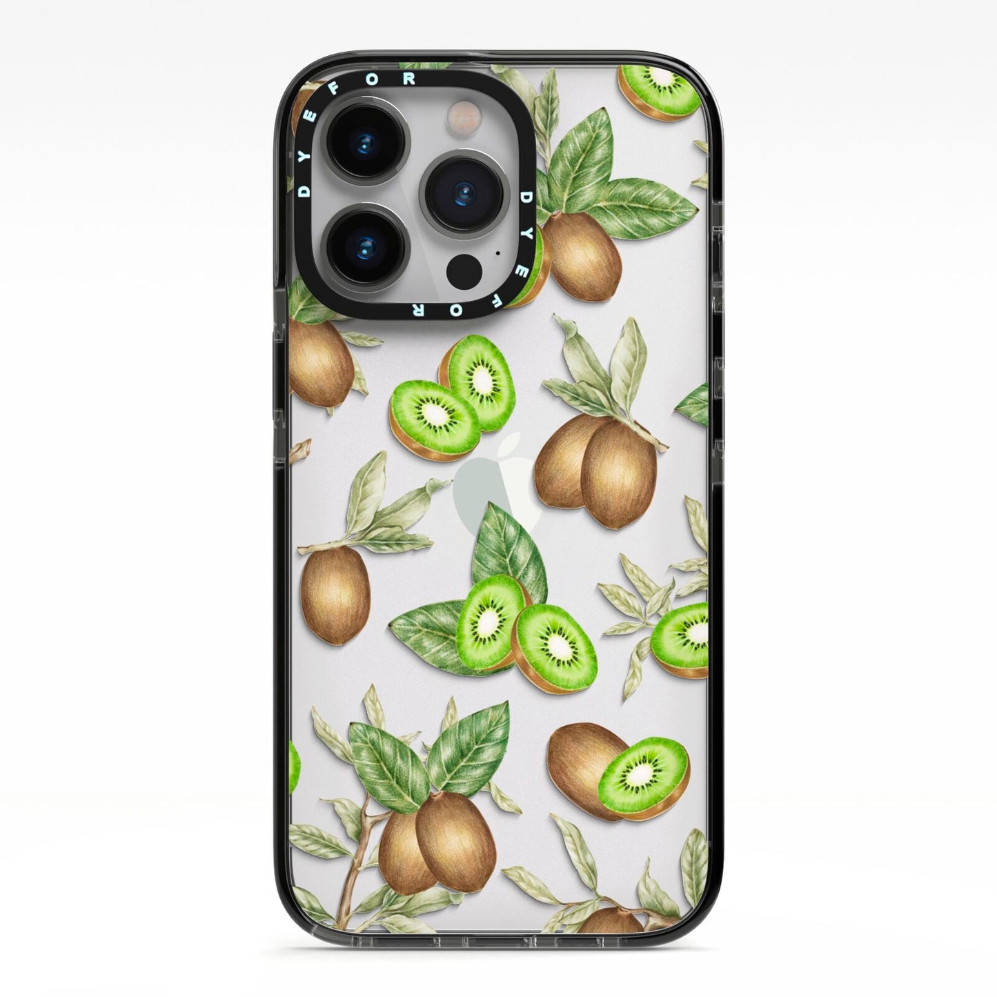 Kiwi Fruit iPhone 13 Pro Black Impact Case on Silver phone