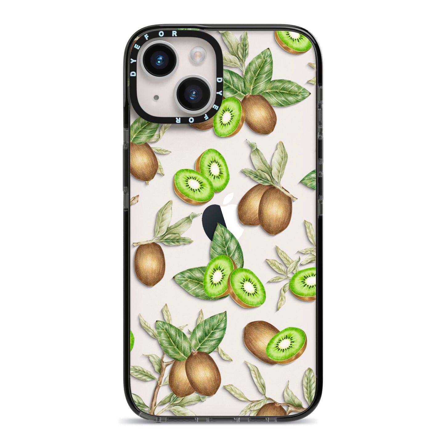 Kiwi Fruit iPhone 14 Black Impact Case on Silver phone