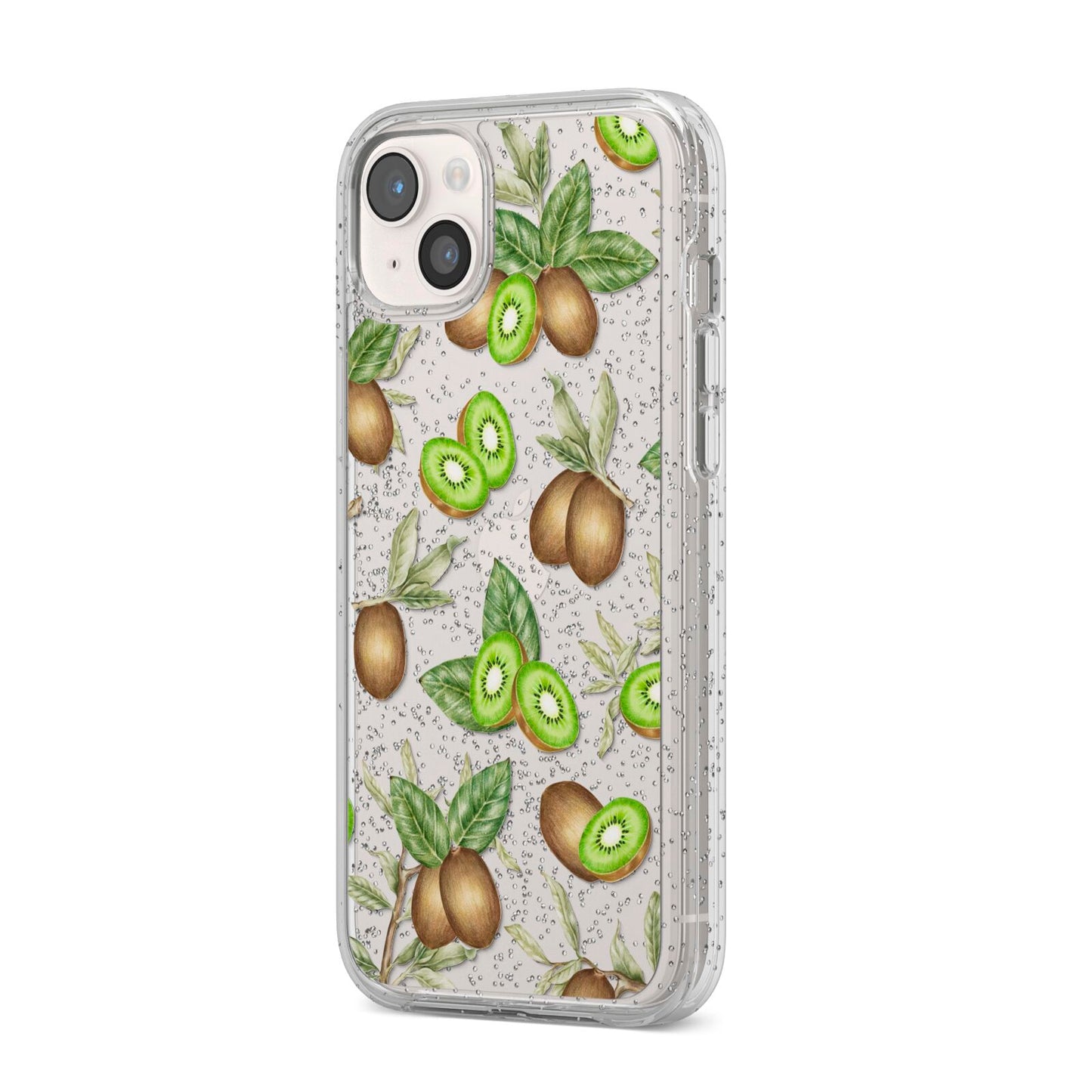 Kiwi Fruit iPhone 14 Plus Glitter Tough Case Starlight Angled Image