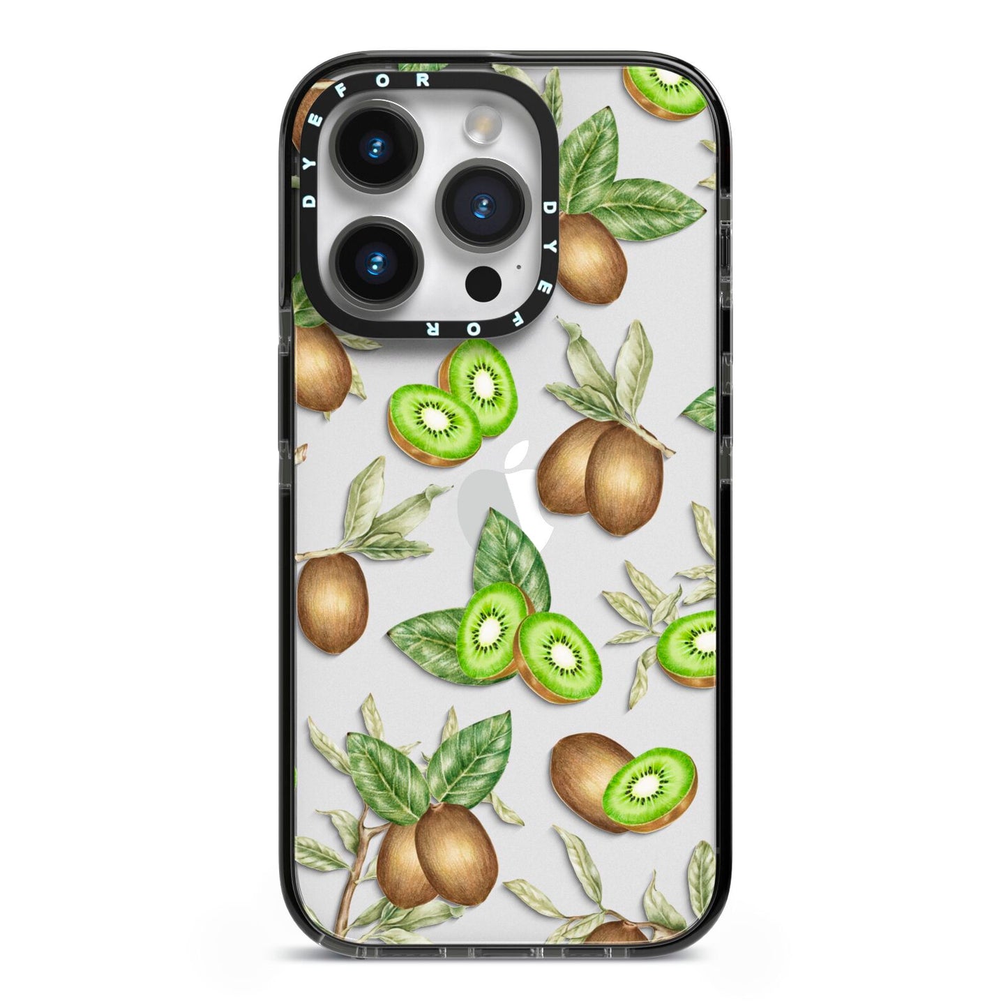 Kiwi Fruit iPhone 14 Pro Black Impact Case on Silver phone