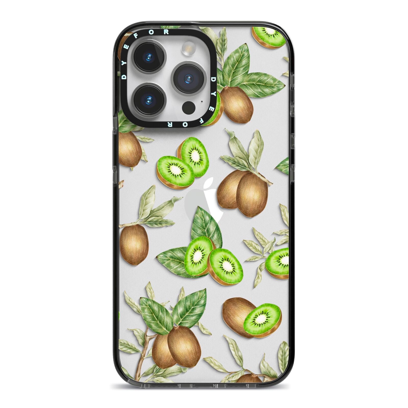 Kiwi Fruit iPhone 14 Pro Max Black Impact Case on Silver phone