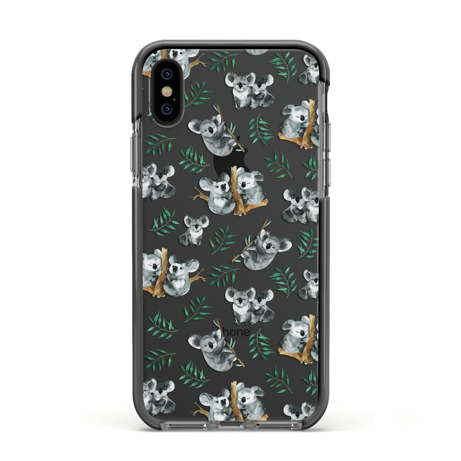 Koala Bear Apple iPhone Xs Impact Case Black Edge on Black Phone