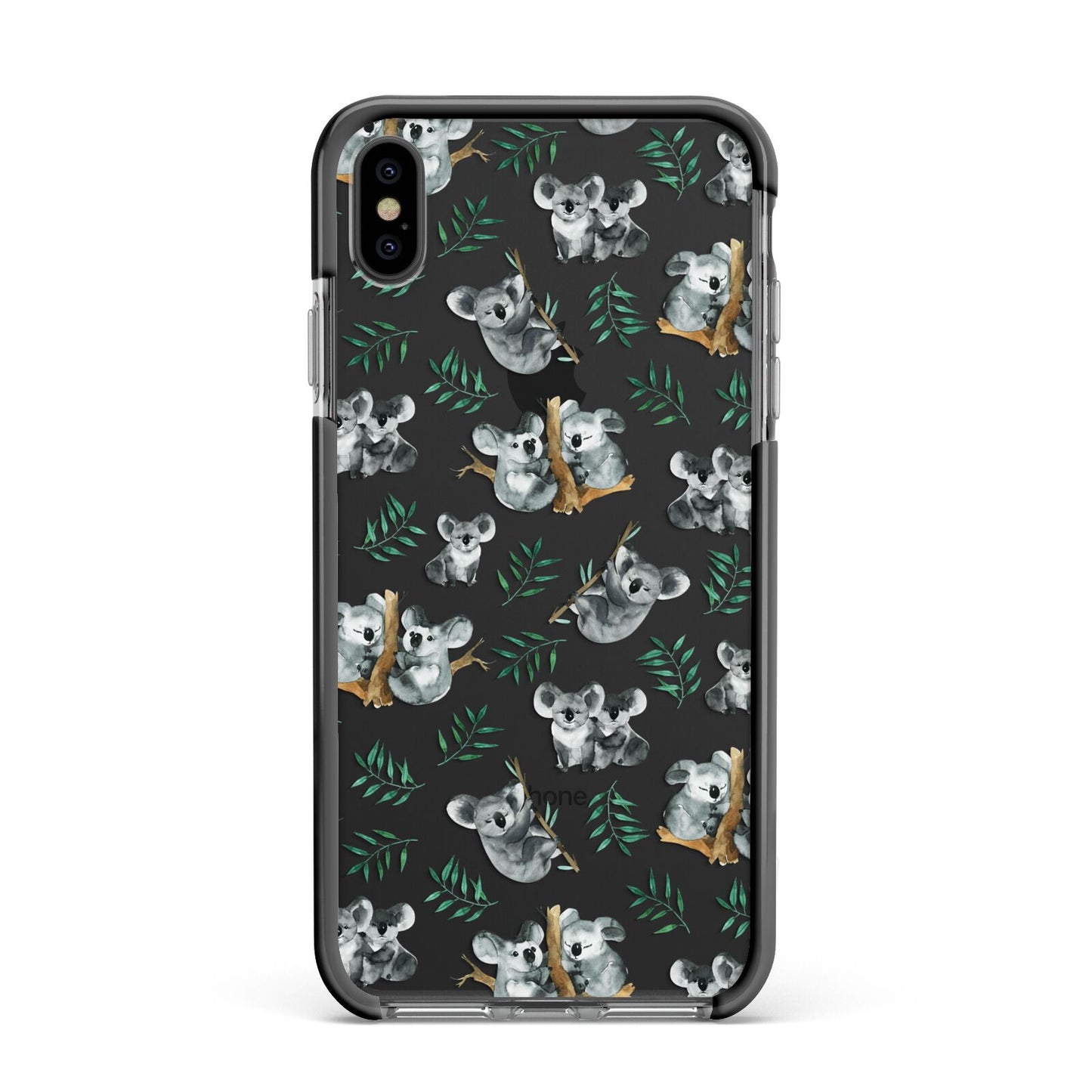 Koala Bear Apple iPhone Xs Max Impact Case Black Edge on Black Phone