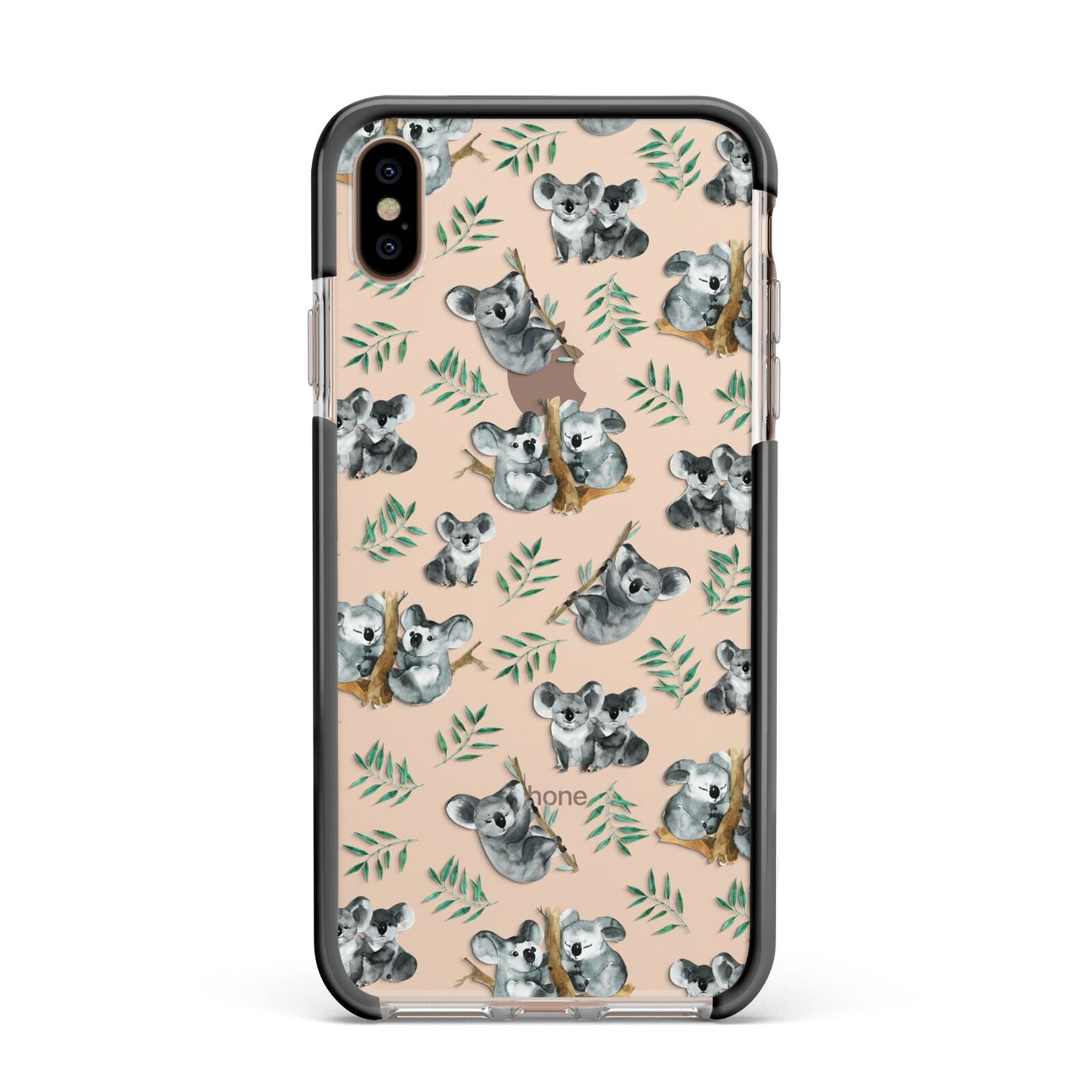 Koala Bear Apple iPhone Xs Max Impact Case Black Edge on Gold Phone