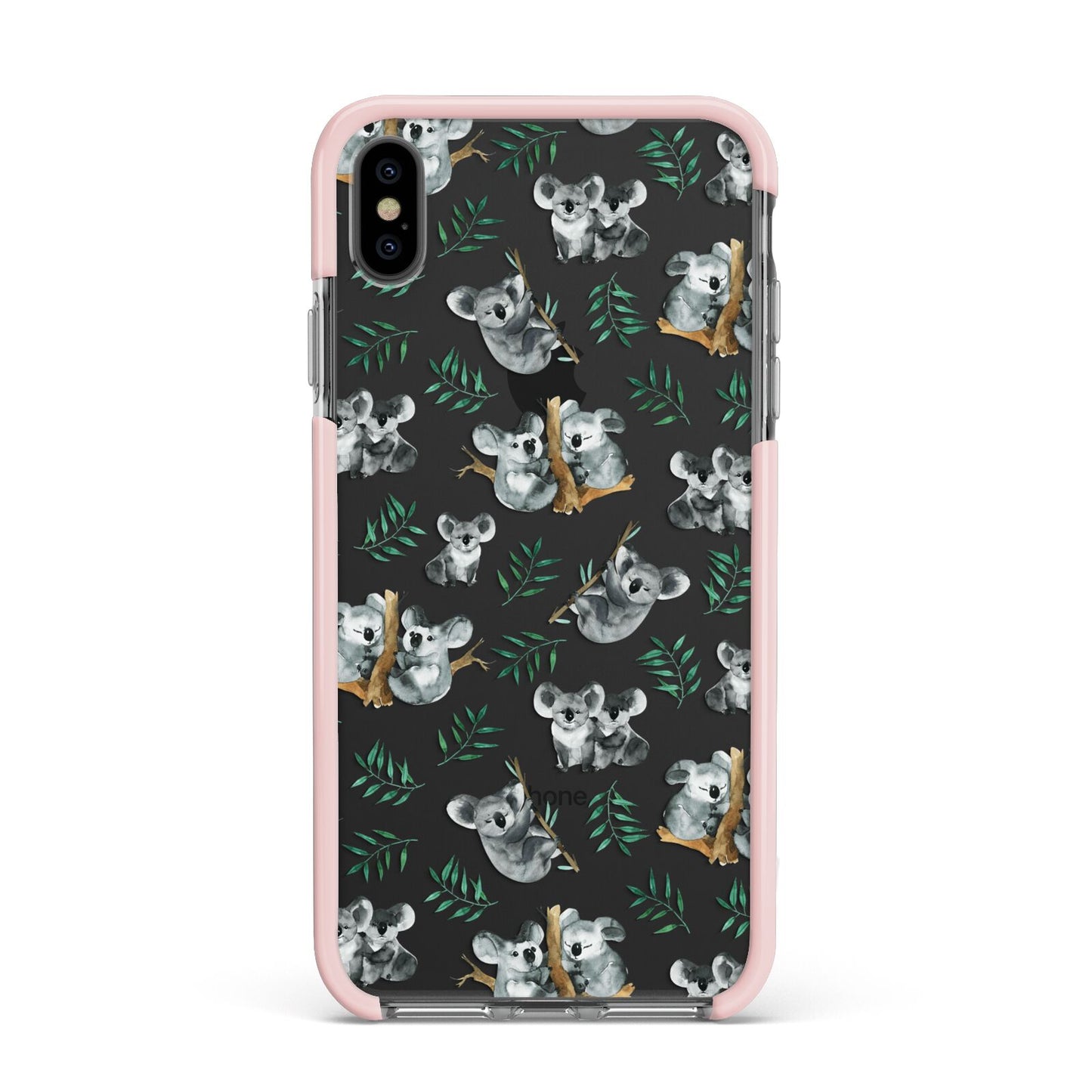 Koala Bear Apple iPhone Xs Max Impact Case Pink Edge on Black Phone