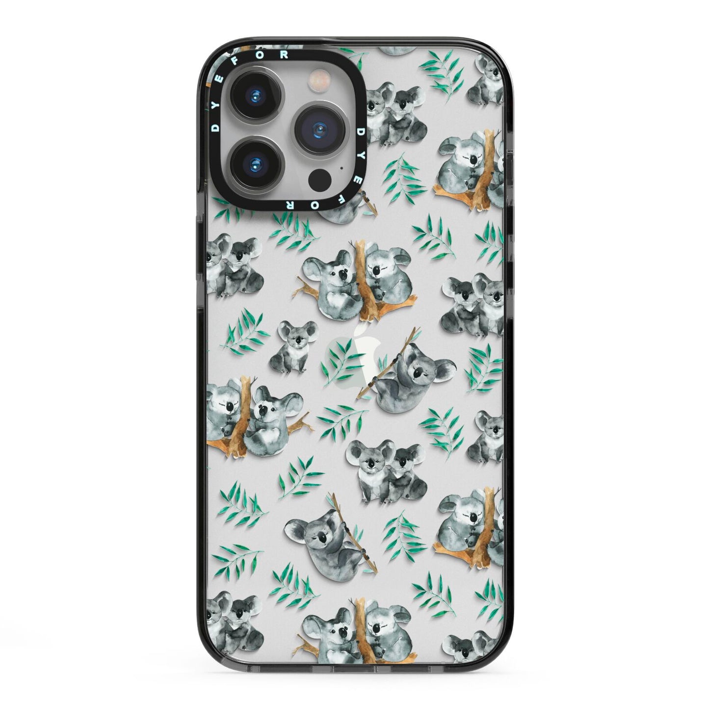 Koala Bear iPhone 13 Pro Max Black Impact Case on Silver phone